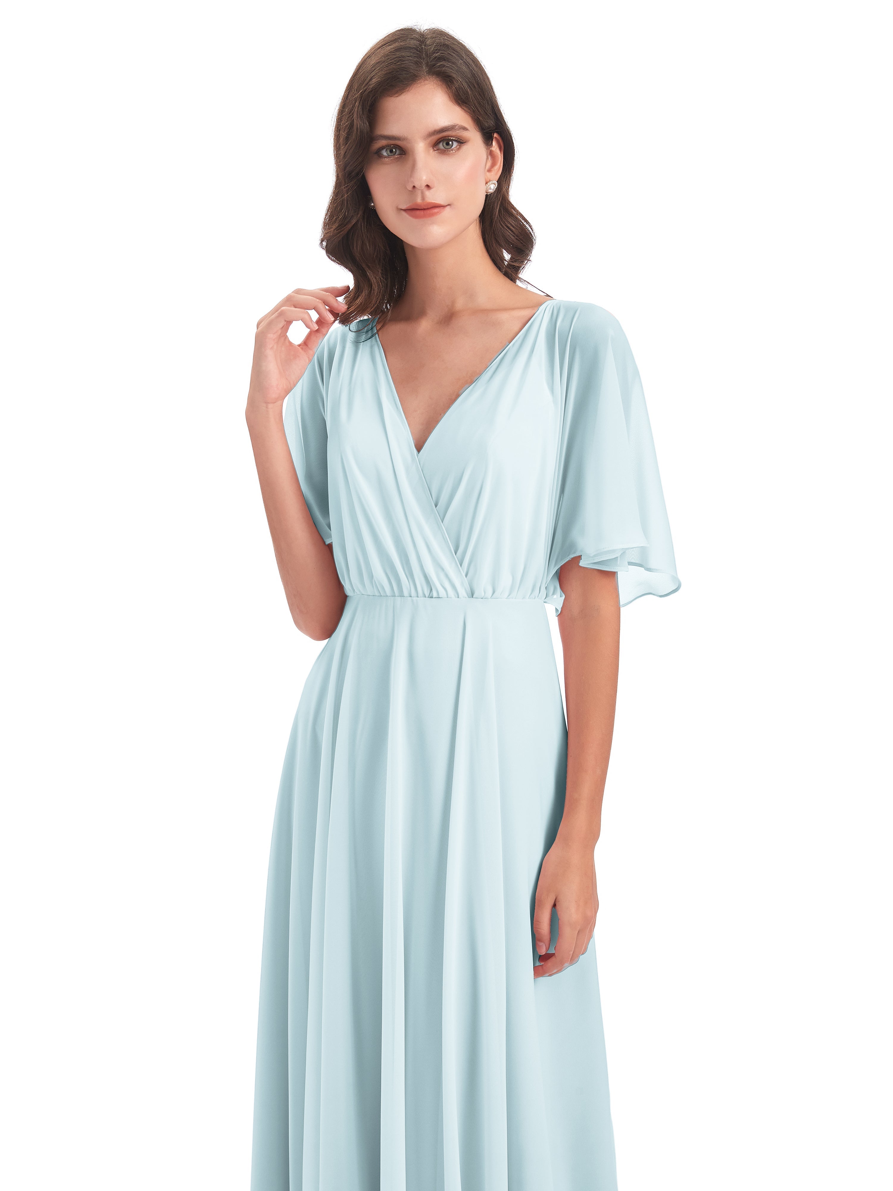 Robe De Demoiselle D'Honneur Brume Trapèze Dos En V Robes Demoiselle D'Honneur