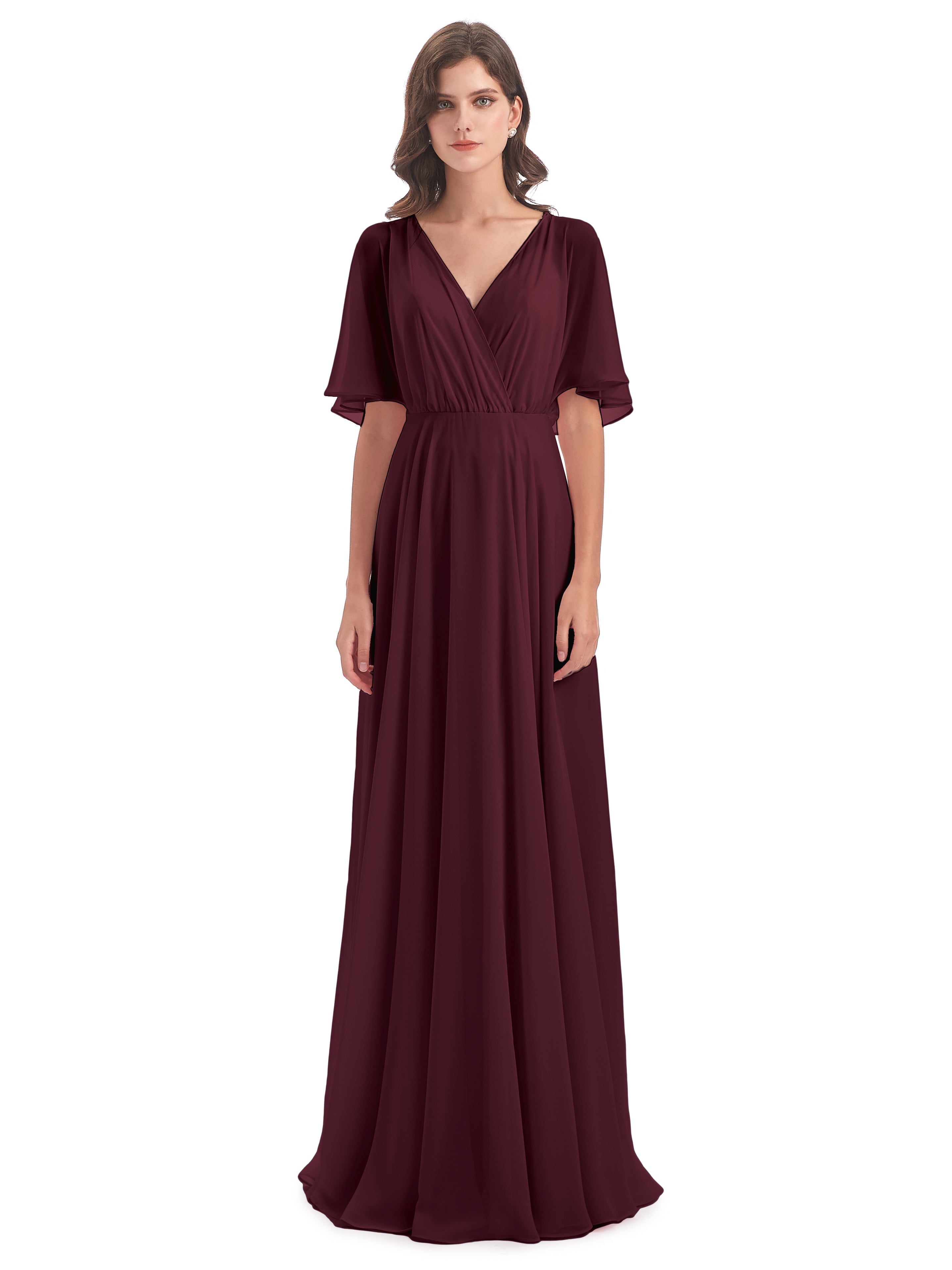 Robes De Demoiselle D'Honneur Cabernet Trapèze Dos En V Robes Demoiselle D'Honneur