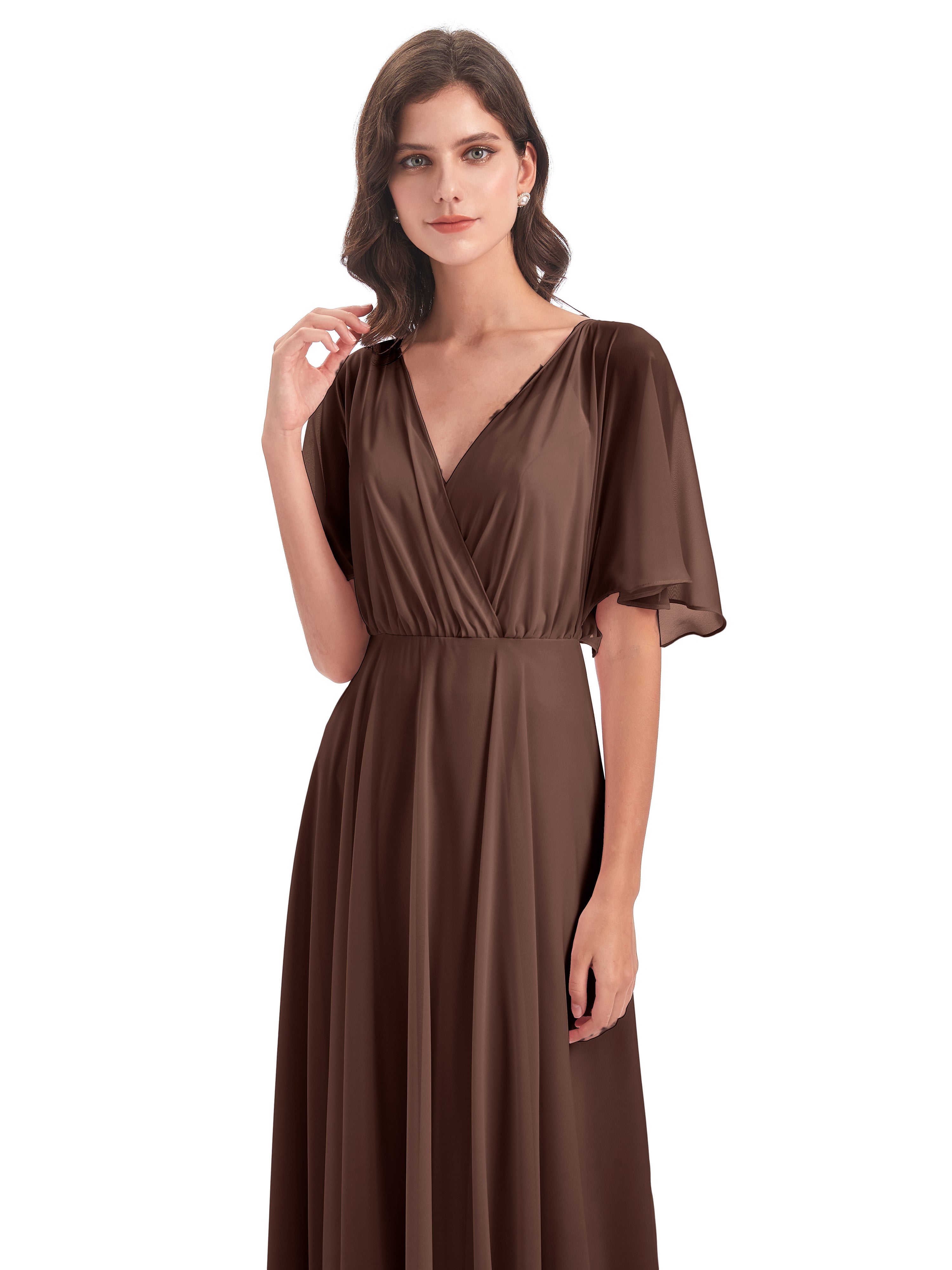 Robe Demoiselle D Honneur Chocolat Trapèze Dos En V Robes Demoiselle D'Honneur