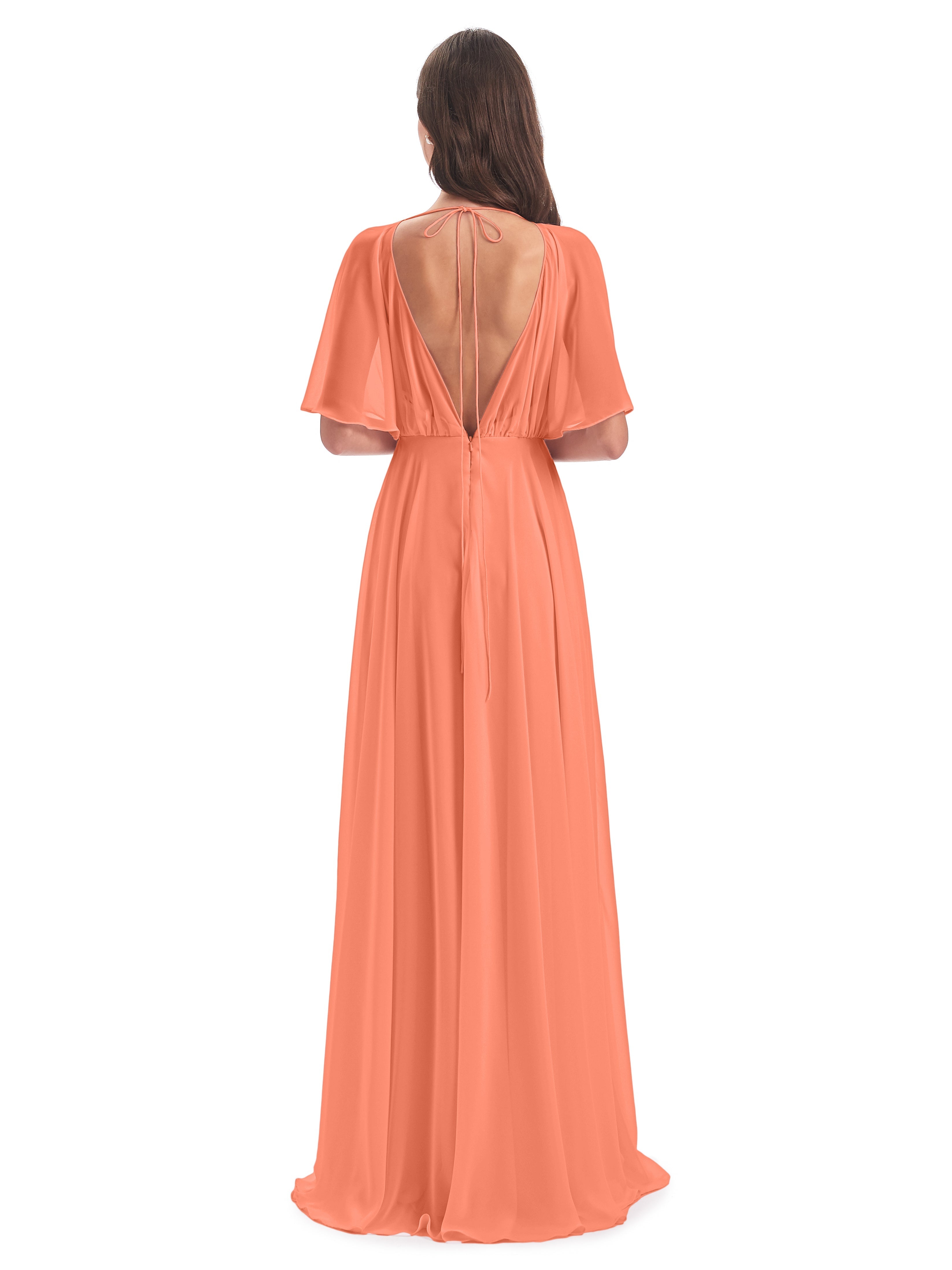 Robes De Demoiselle D'Honneur Coucher De Soleil Trapèze Dos En V Robes Demoiselle D'Honneur