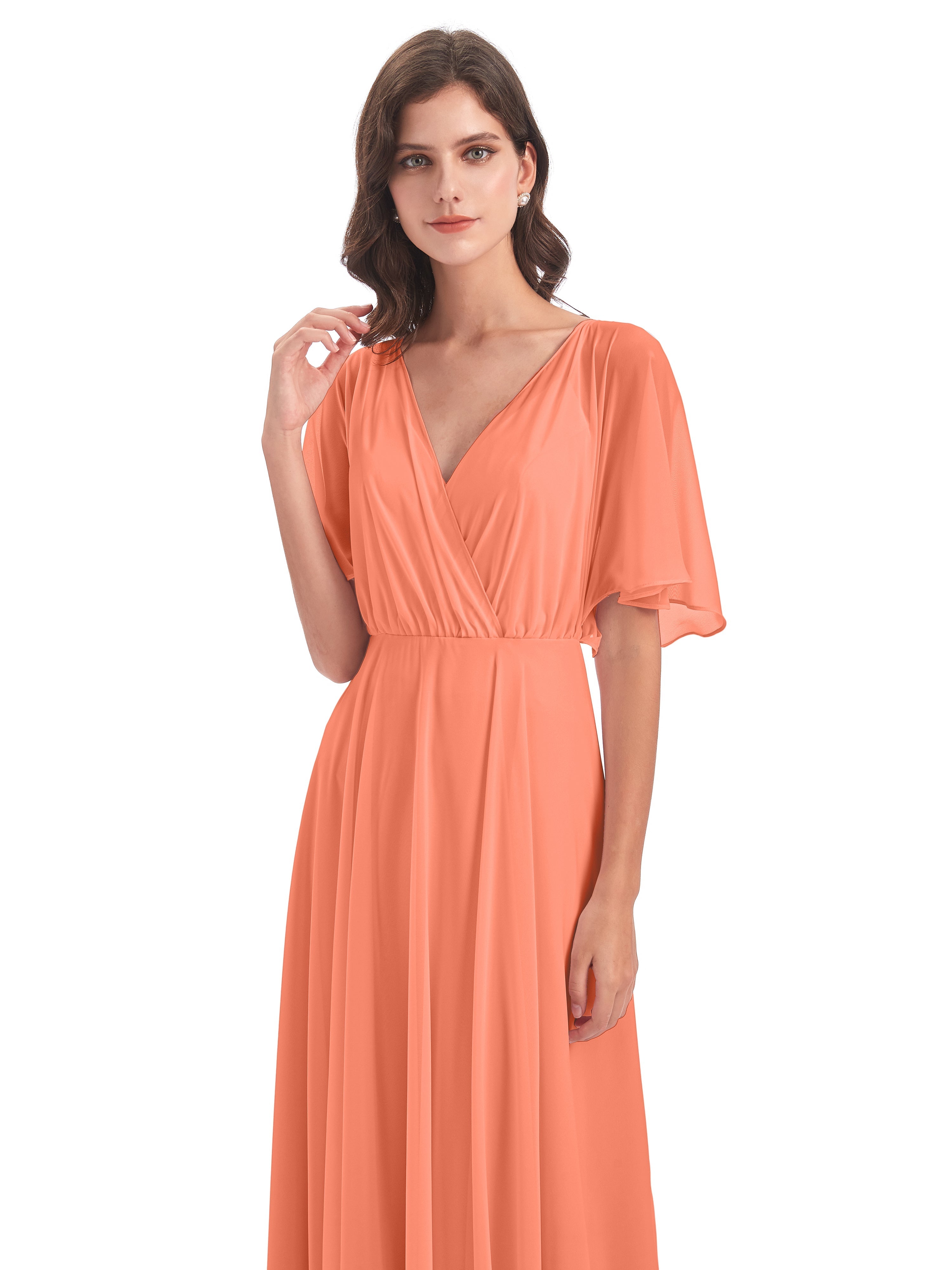 Robes De Demoiselle D'Honneur Coucher De Soleil Trapèze Dos En V Robes Demoiselle D'Honneur