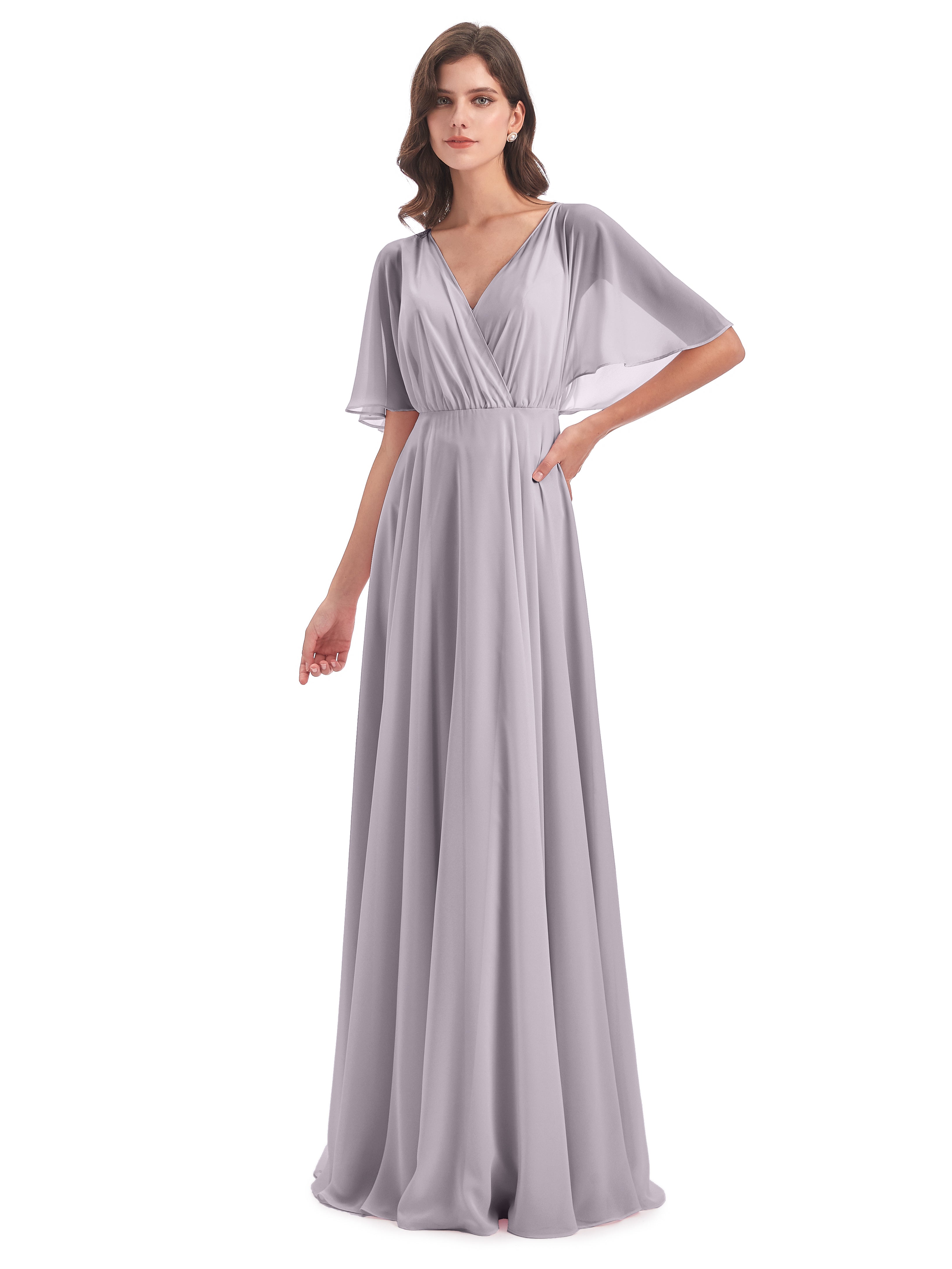 Robes De Demoiselle D'Honneur Couleur Crépuscule Trapèze Dos En V Robes Demoiselle D'Honneur
