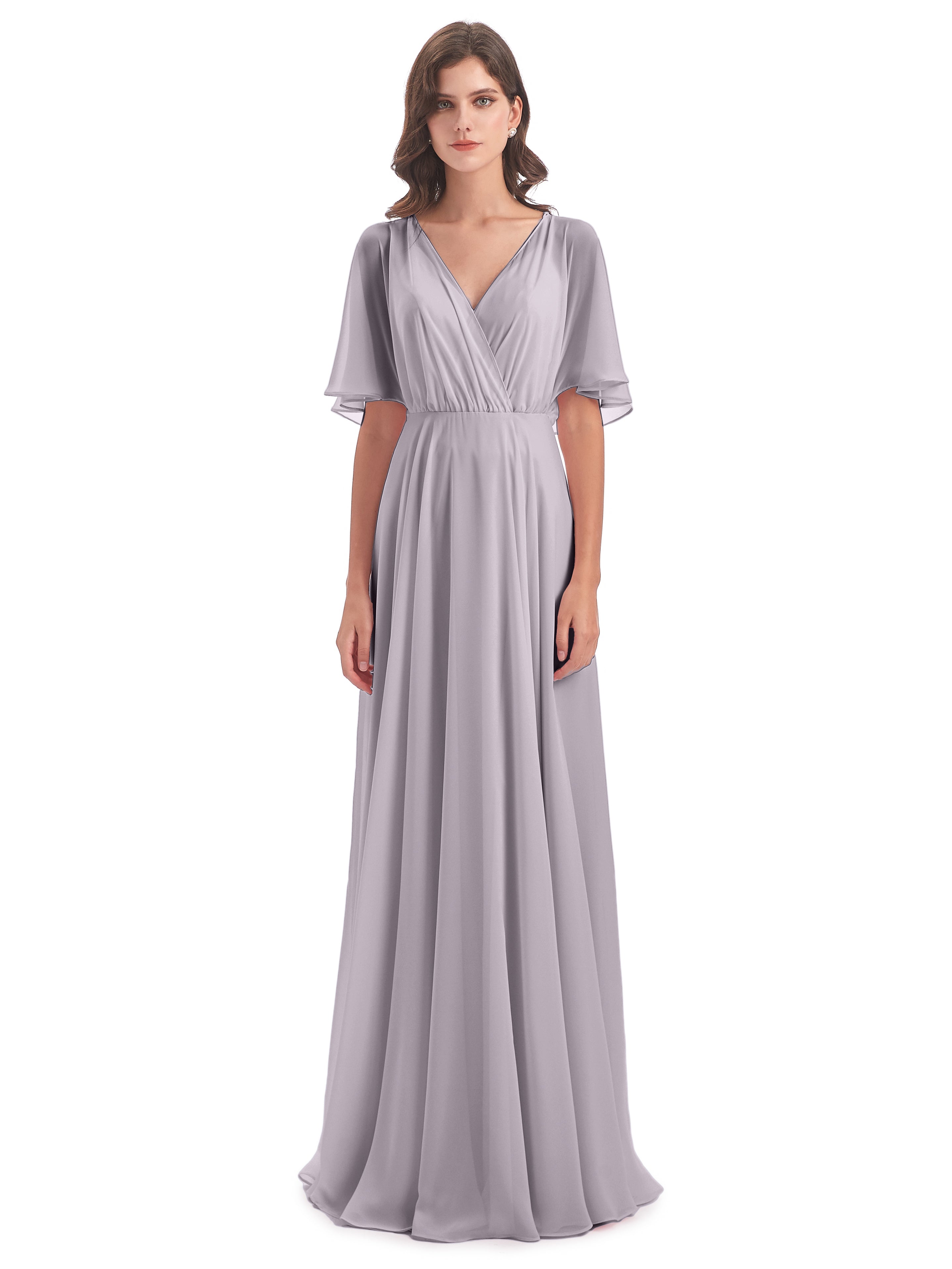 Robes De Demoiselle D'Honneur Couleur Crépuscule Trapèze Dos En V Robes Demoiselle D'Honneur