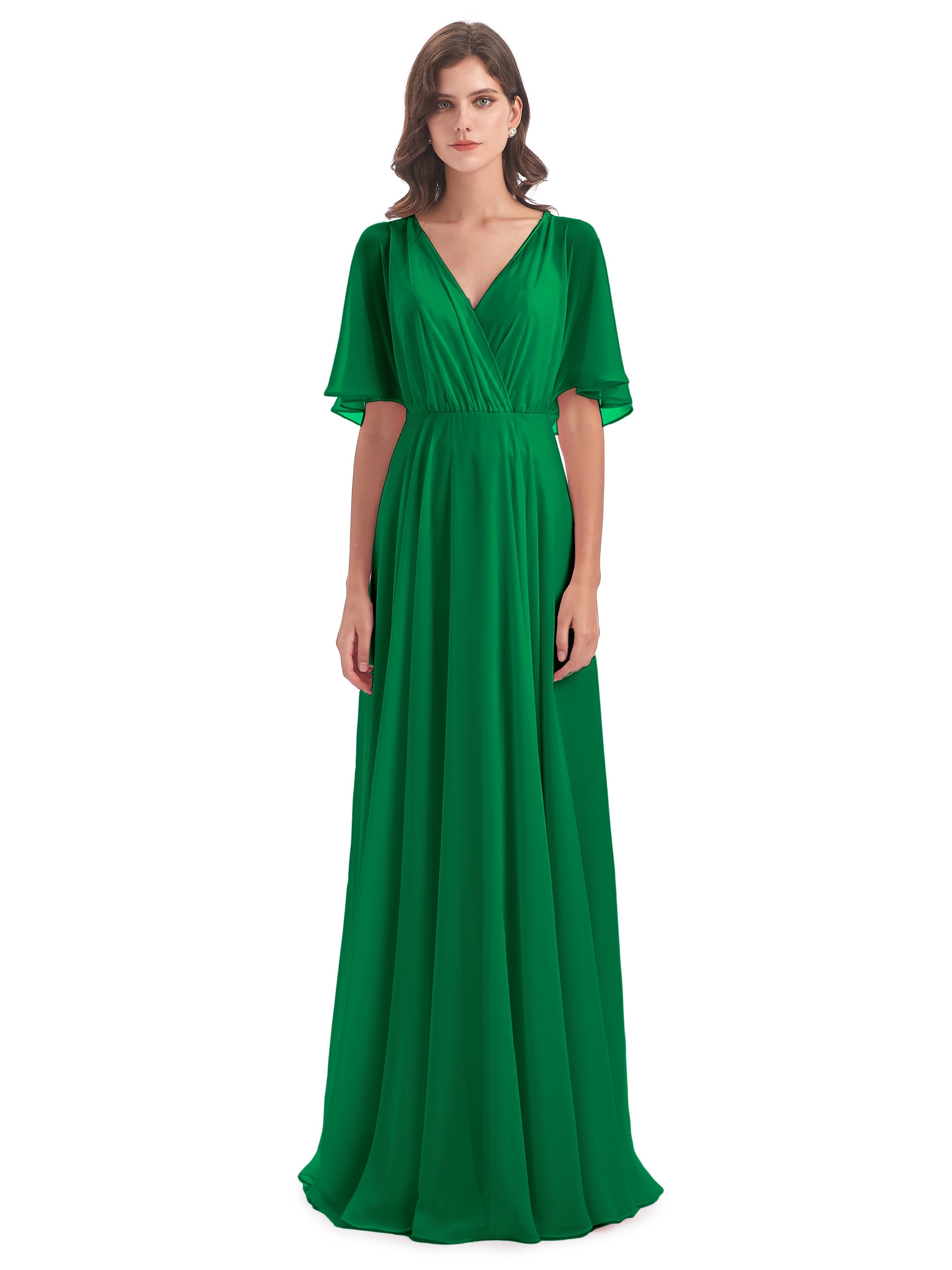 Bridal Robe Demoiselle D Honneur Vert Emeraude Trapèze Dos En V Robes Demoiselle D'Honneur