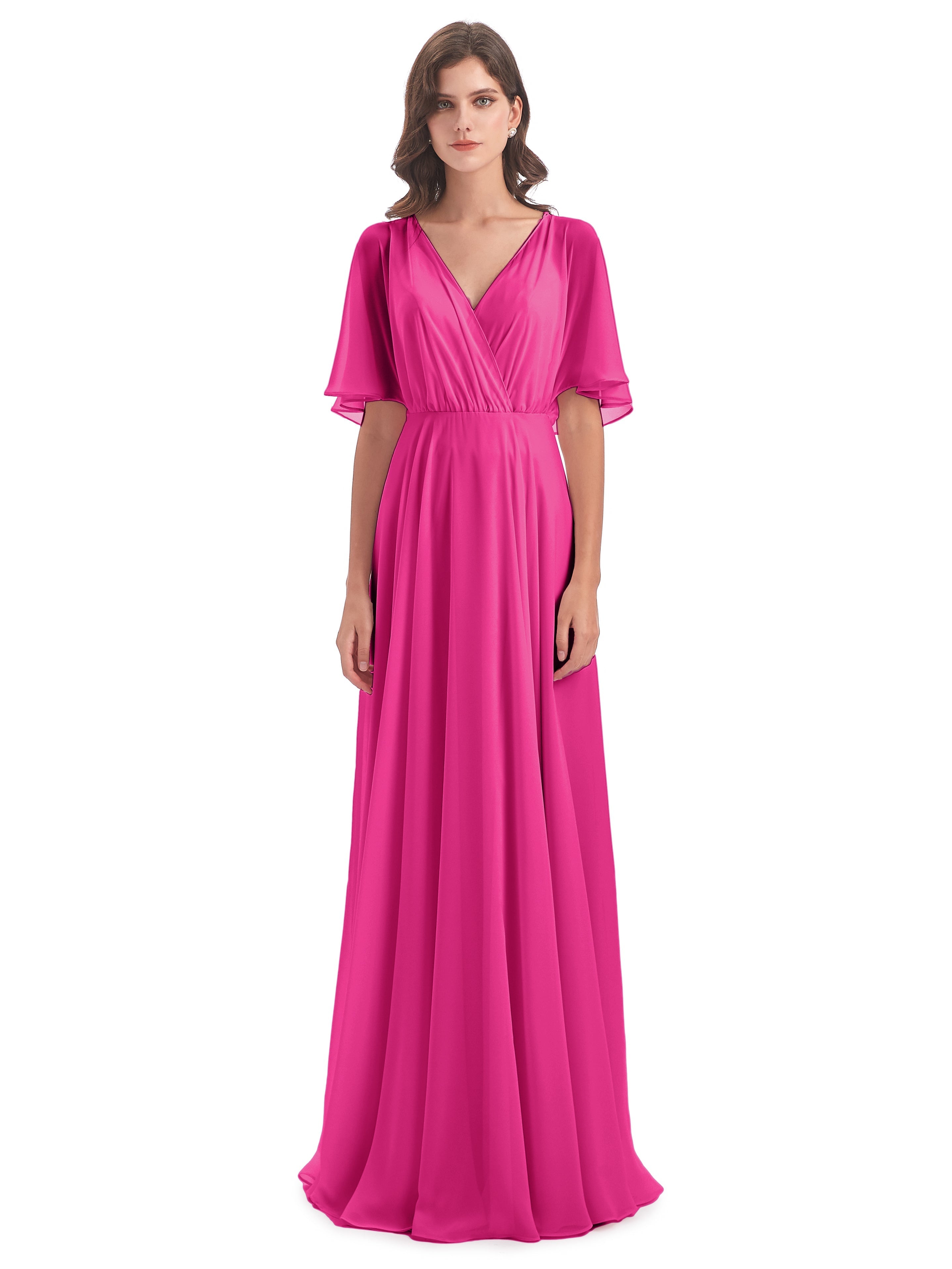 Robe Demoiselle D Honneur Fuchsia Trapèze Dos En V Robes Demoiselle D'Honneur