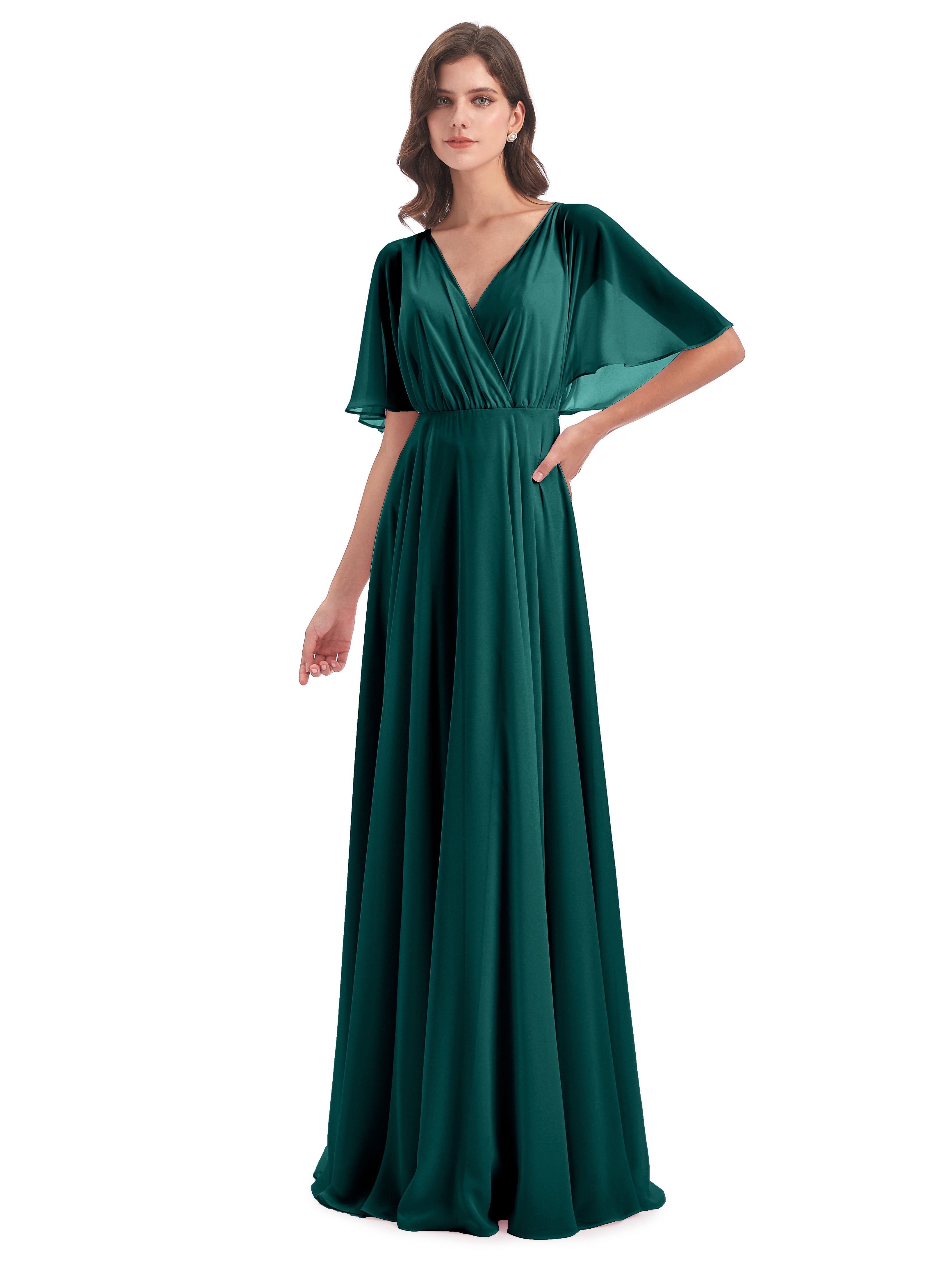 Robes De Demoiselle D'Honneur Paon Trapèze Dos En V Robes Demoiselle D'Honneur