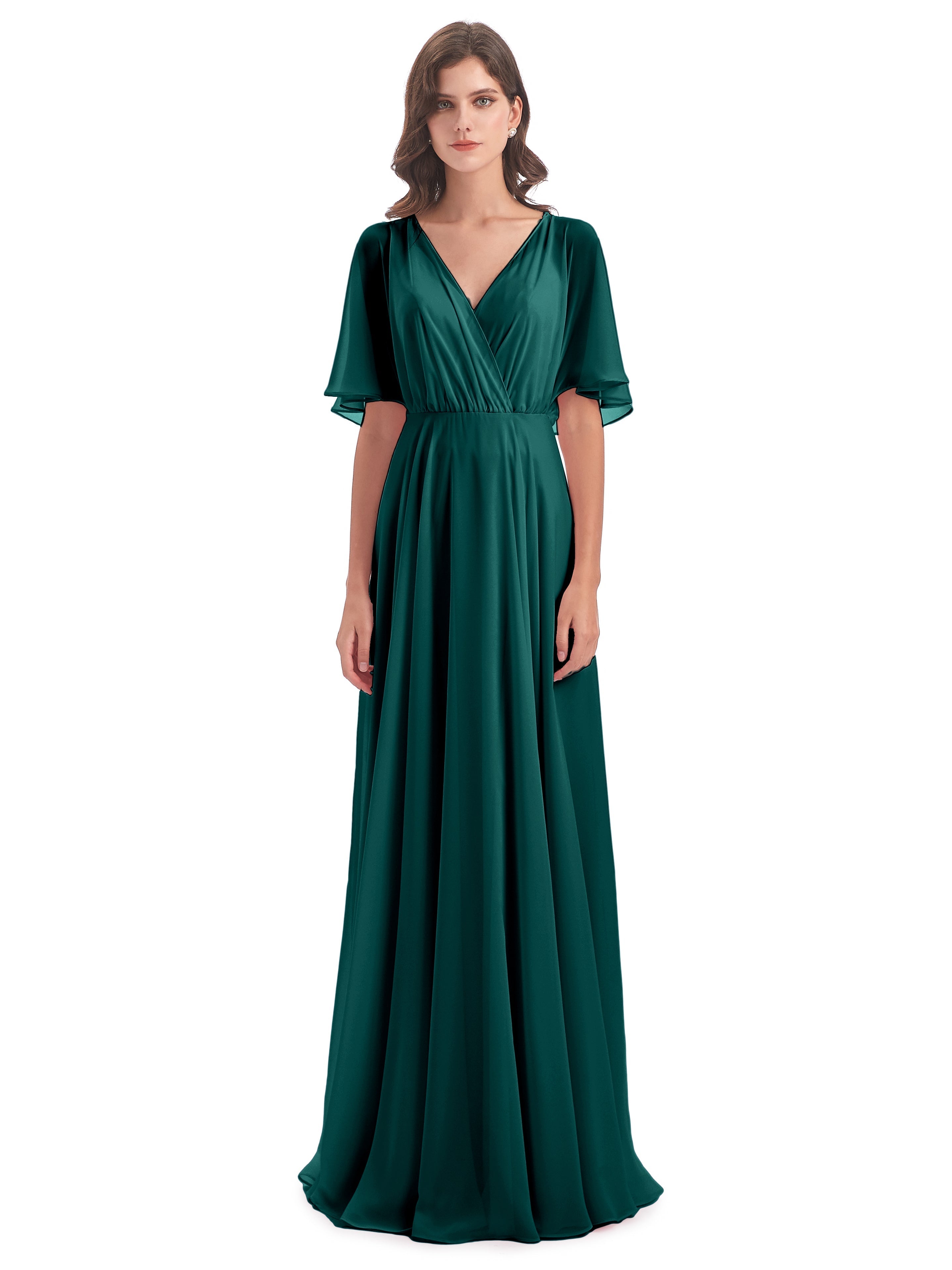 Robes De Demoiselle D'Honneur Paon Trapèze Dos En V Robes Demoiselle D'Honneur
