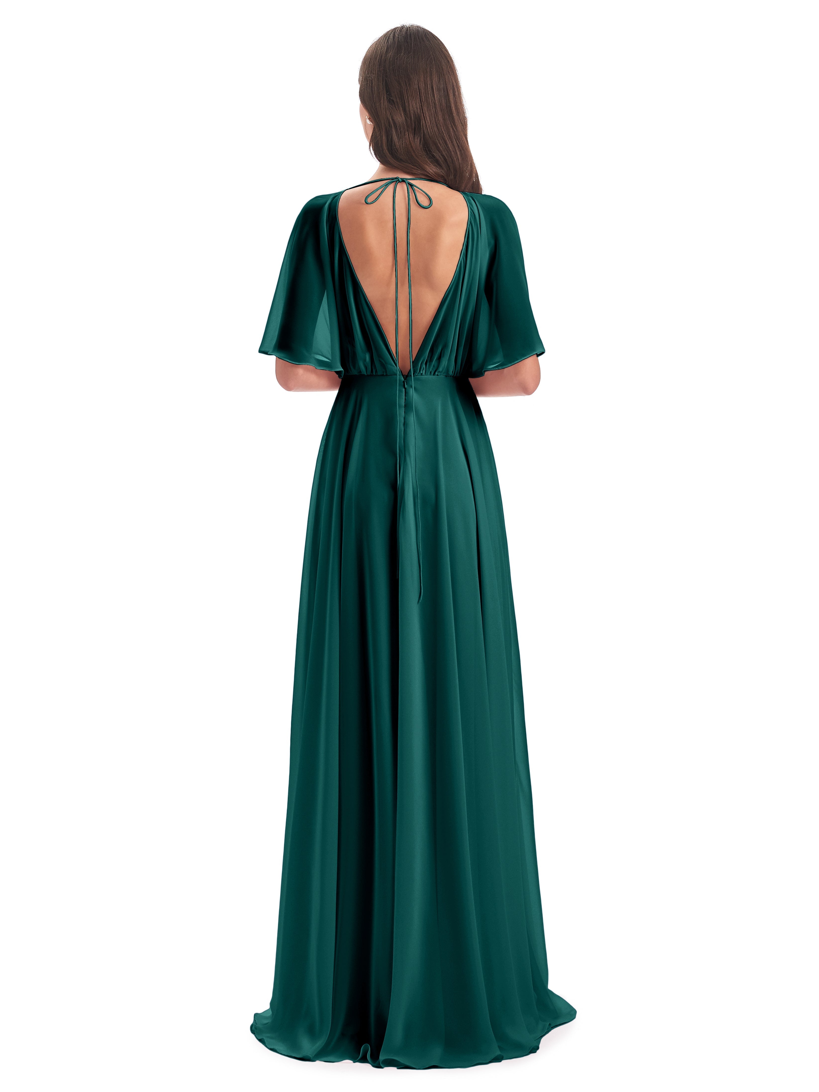 Robes De Demoiselle D'Honneur Paon Trapèze Dos En V Robes Demoiselle D'Honneur