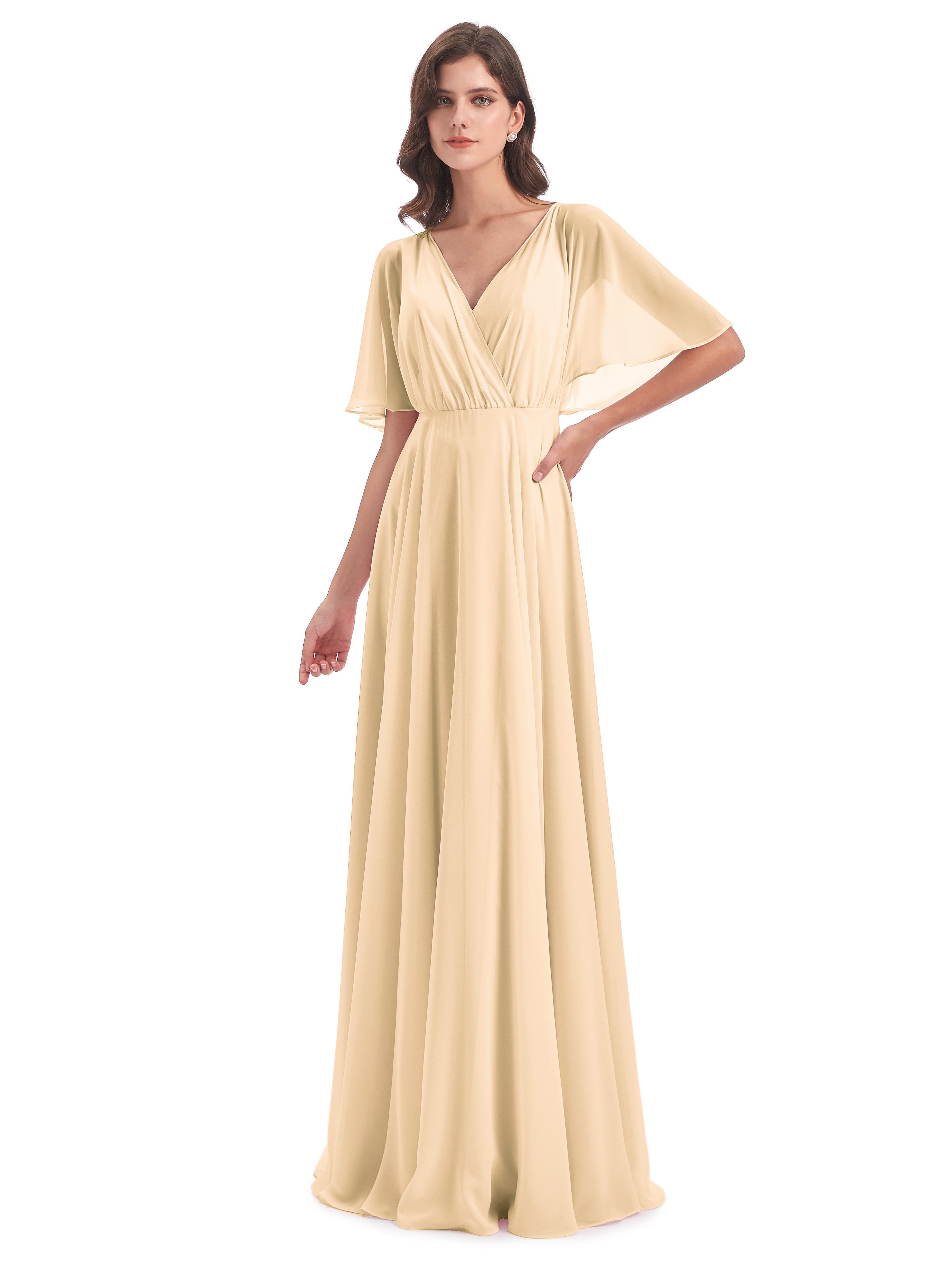 Robe Peche Demoiselle D Honneur Trapèze Dos En V Robes Demoiselle D'Honneur