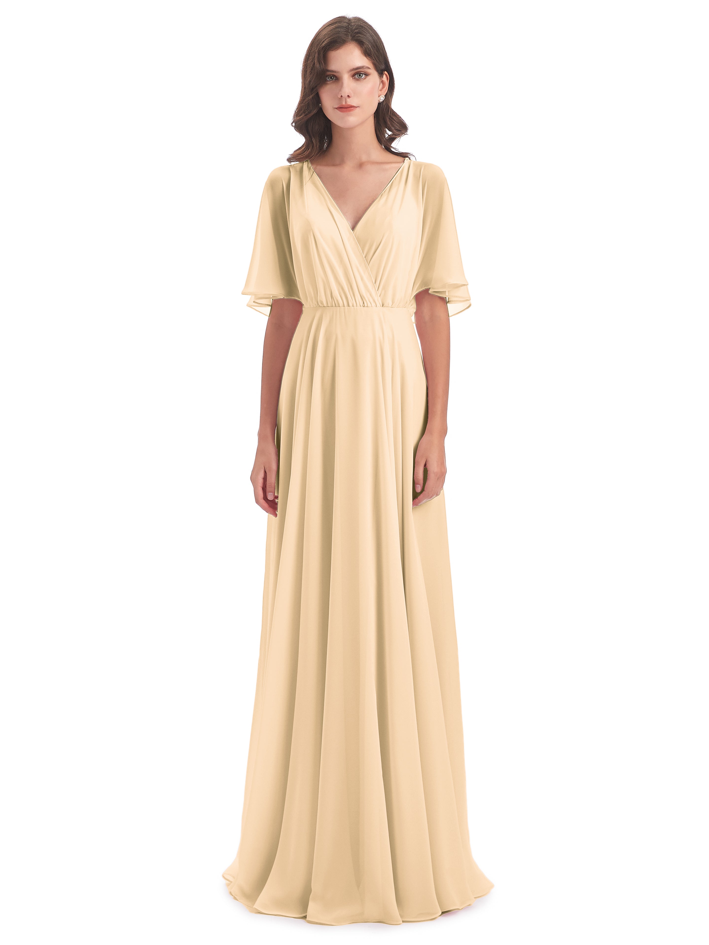 Robe Peche Demoiselle D Honneur Trapèze Dos En V Robes Demoiselle D'Honneur