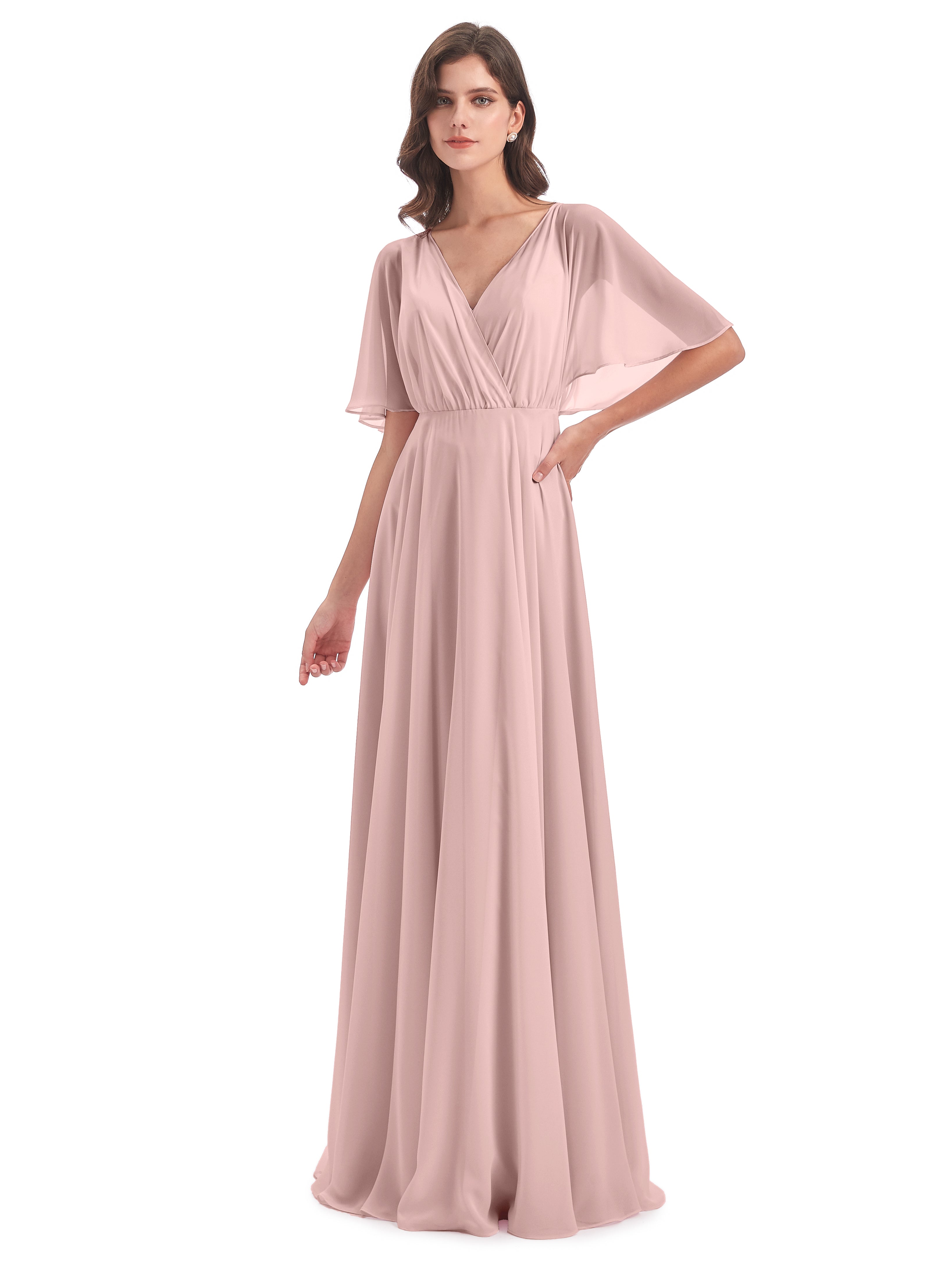 Robe Demoiselle D Honneur Rose Poudree Trapèze Dos En V Robes Demoiselle D'Honneur