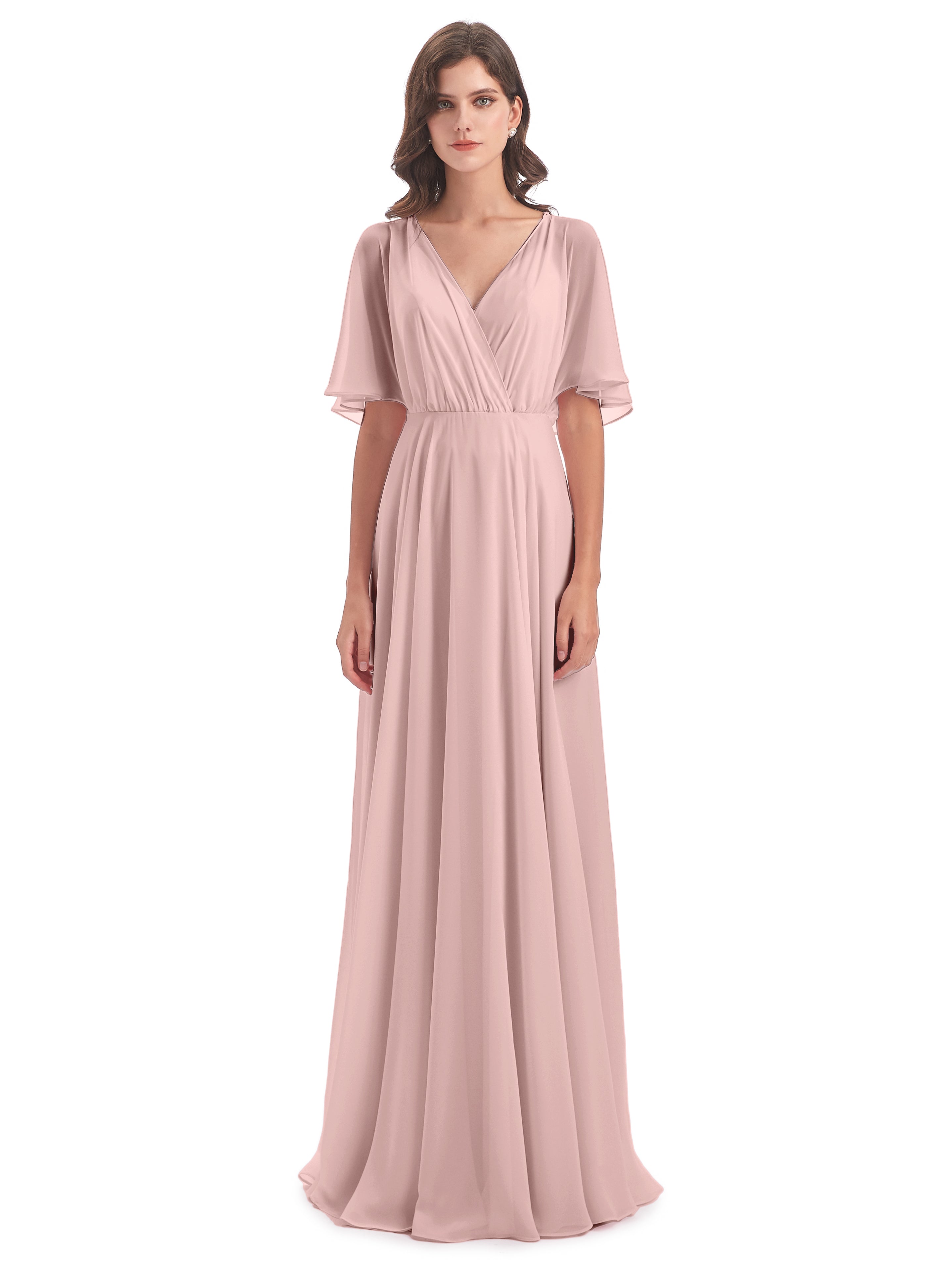 Robe Demoiselle D Honneur Rose Poudree Trapèze Dos En V Robes Demoiselle D'Honneur