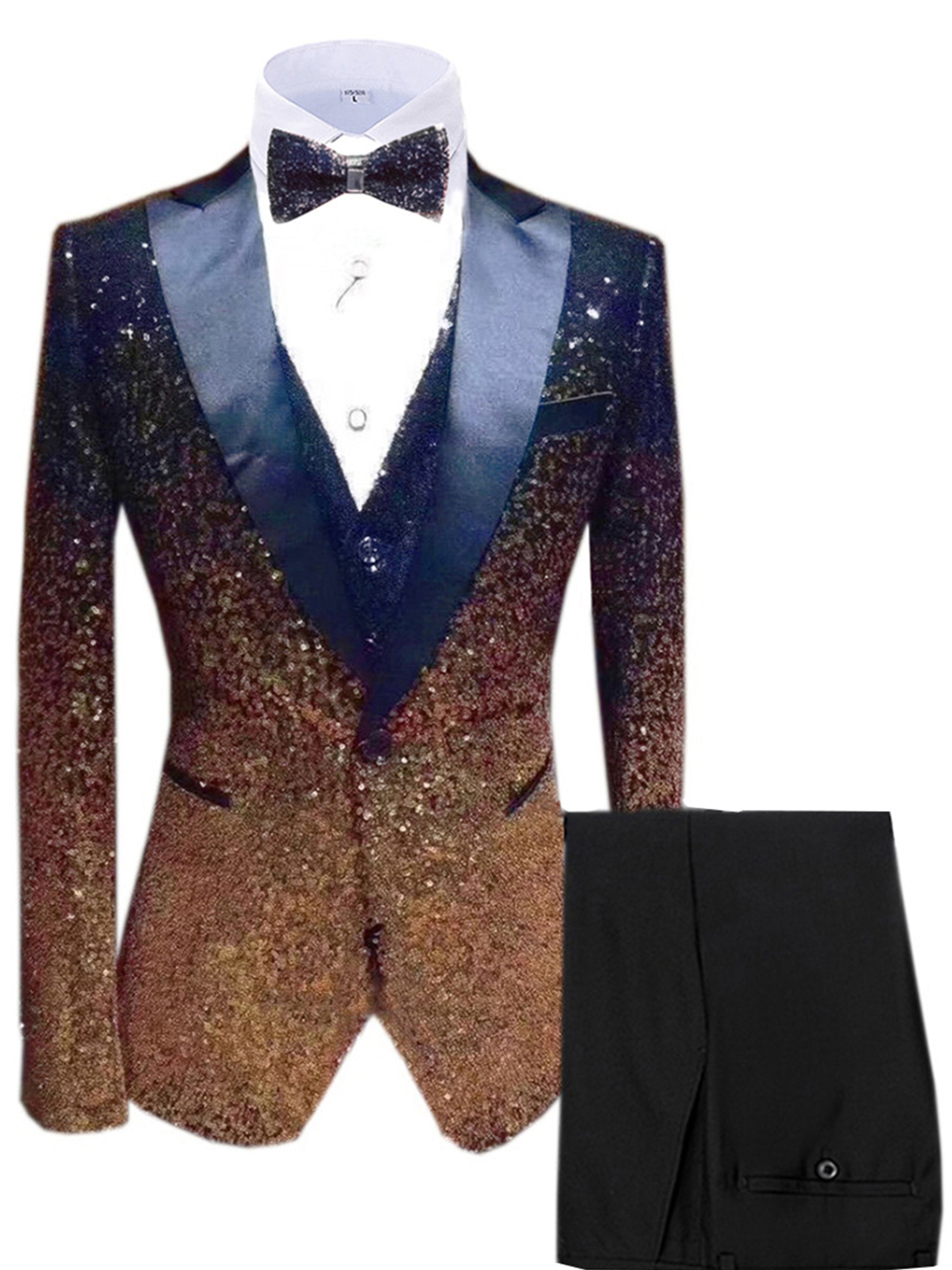 Costume de mariage 3 pièces à Paillettes pour hommes