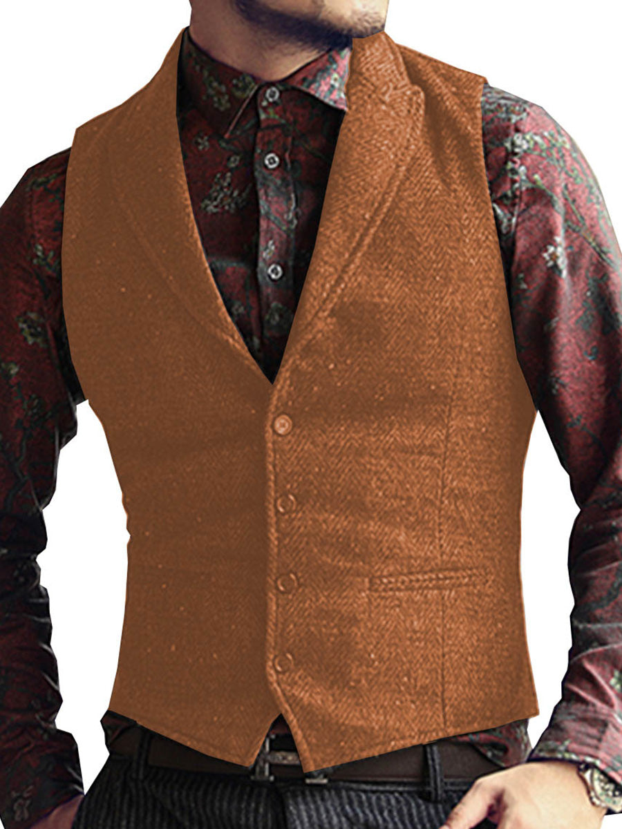 Gilet Homme à Revers en ORANGE pour Cérémonie Tenue Élégante pour Marié et Témoins