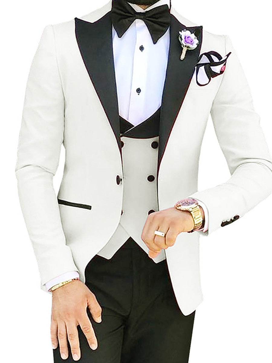 Costume Homme en Blanc 3 Pièces Tenue de Cérémonie et de Réception Élégante