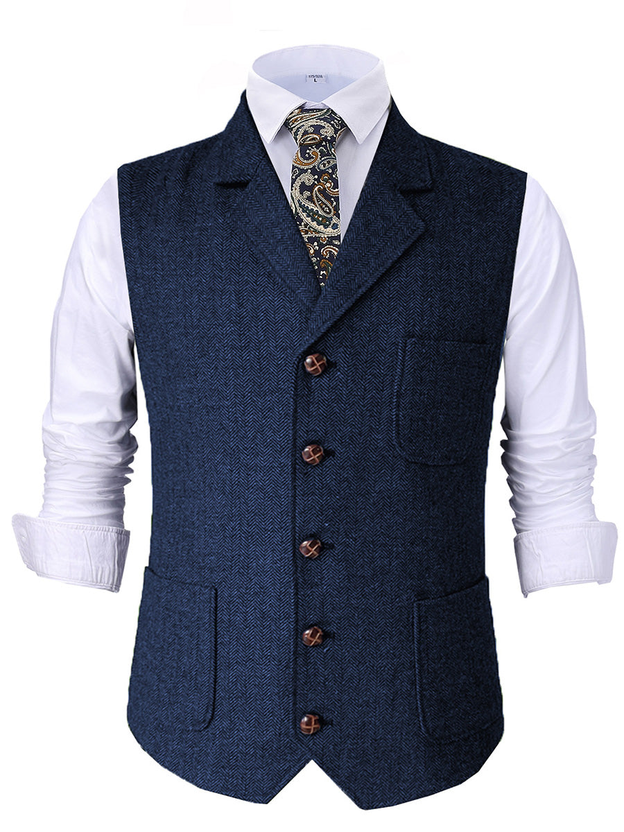 Gilet de Cérémonie Élégant en BLEU_ROYALE à Revers Cranaillé Tenue Raffinée pour le Marié