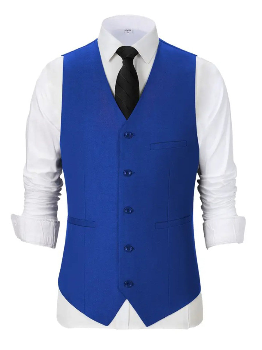 Gilet Élégant en BLEU_ROYALE pour Marié et Témoins Coupe Slim et Style Polyvalent