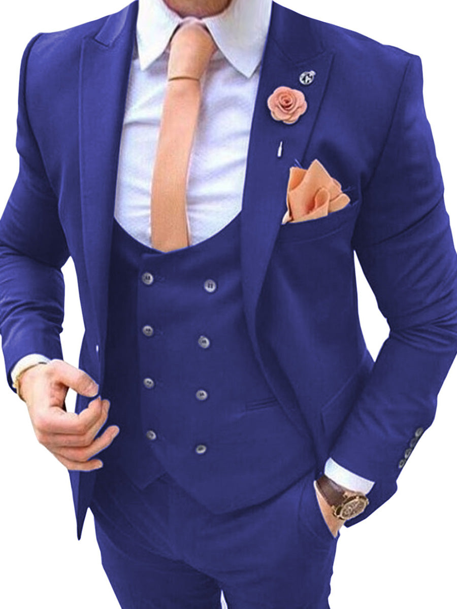 Costume Homme 3 Pièces BLEU_ROYALE Tenue Polyvalente pour un Style Affaires et Cérémonie Élégant