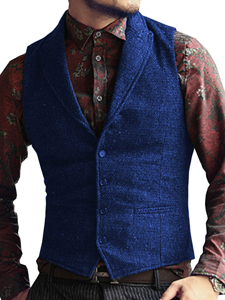 Gilet Homme à Revers en BLEU_ROYALE pour Cérémonie Tenue Élégante pour Marié et Témoins