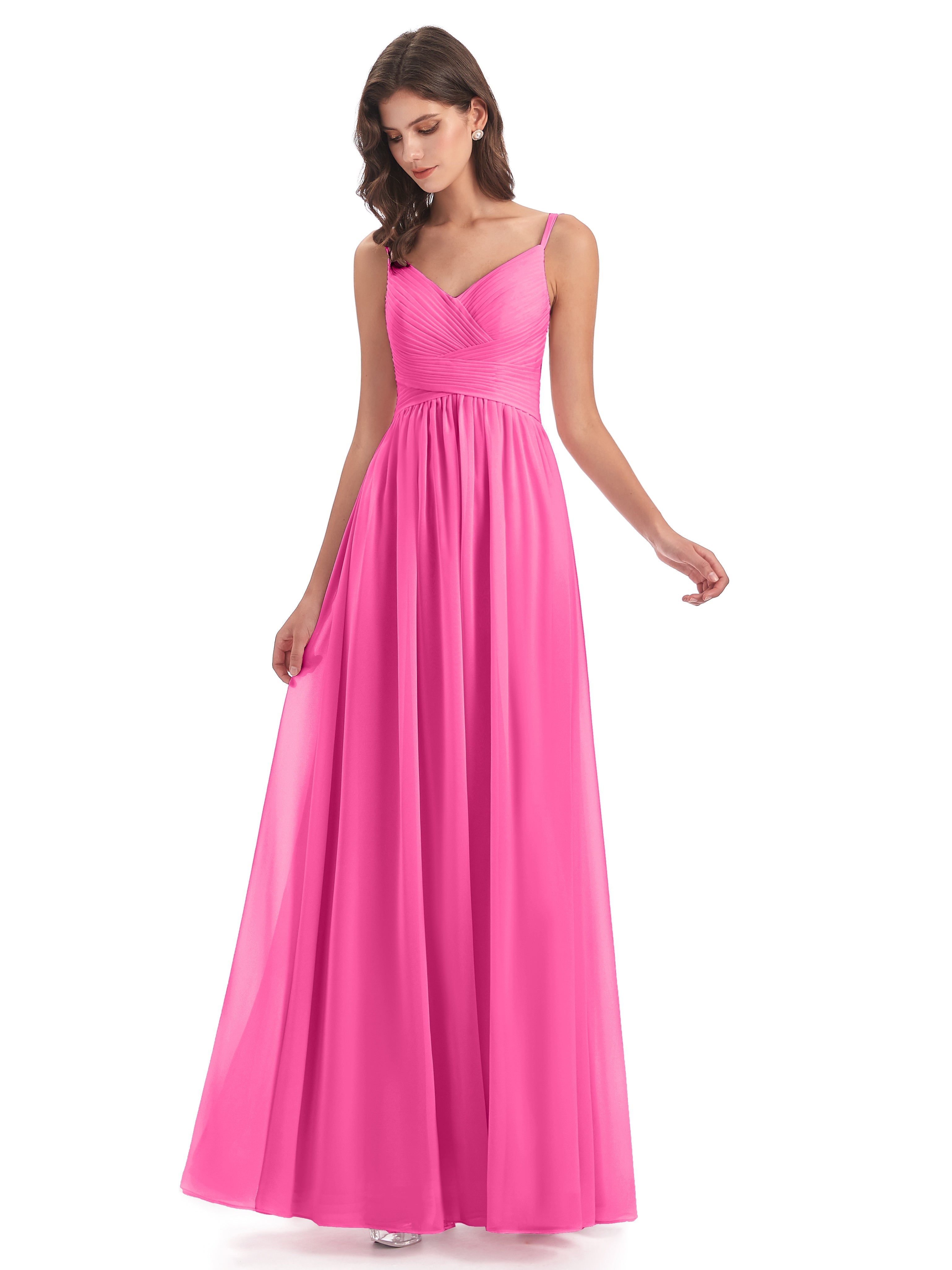 Robe Demoiselle D Honneur Azalée Bretelles Spaghetti Plis Dentelle Robes Demoiselle D'Honneur