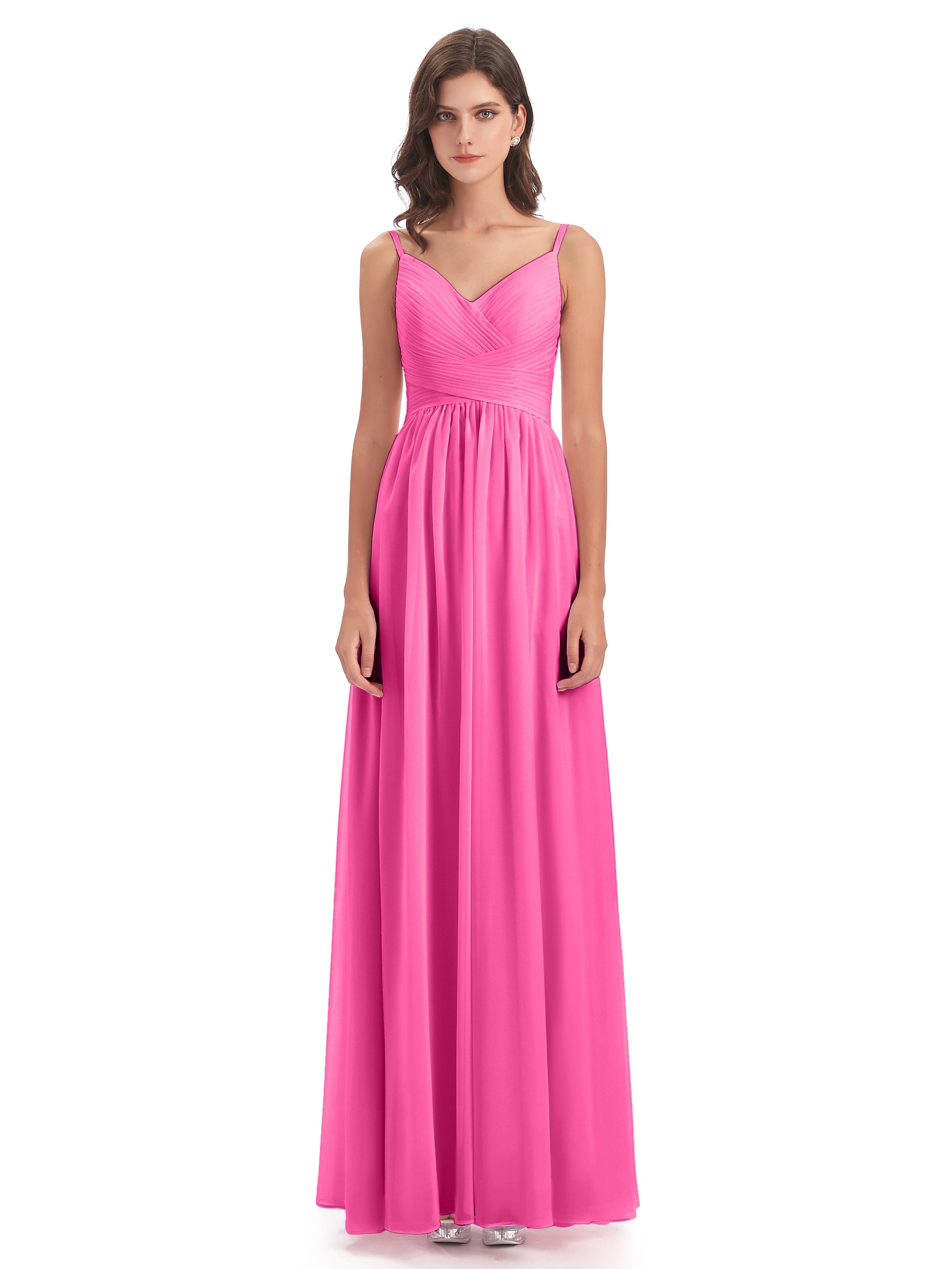 Robe Demoiselle D Honneur Azalée Bretelles Spaghetti Plis Dentelle Robes Demoiselle D'Honneur