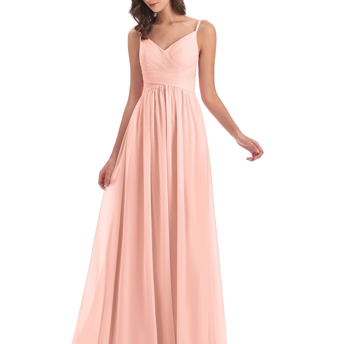 Robe bretelles bi-matière , corail