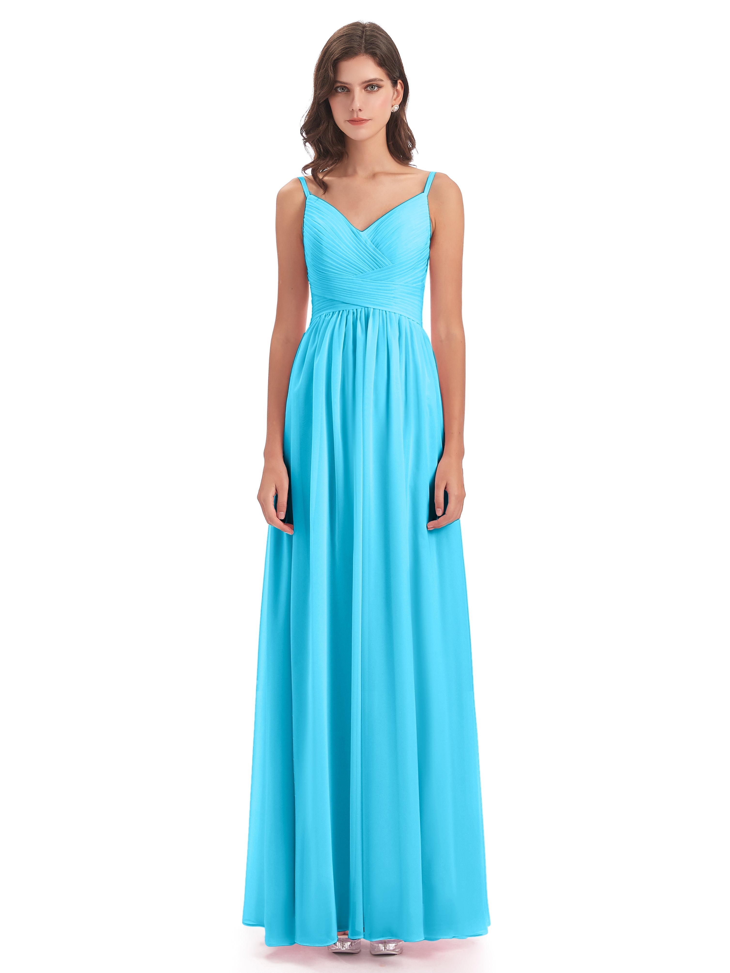 Robe De Demoiselle D'Honneur En Piscine Bretelles Spaghetti Plis Dentelle Robes Demoiselle D'Honneur