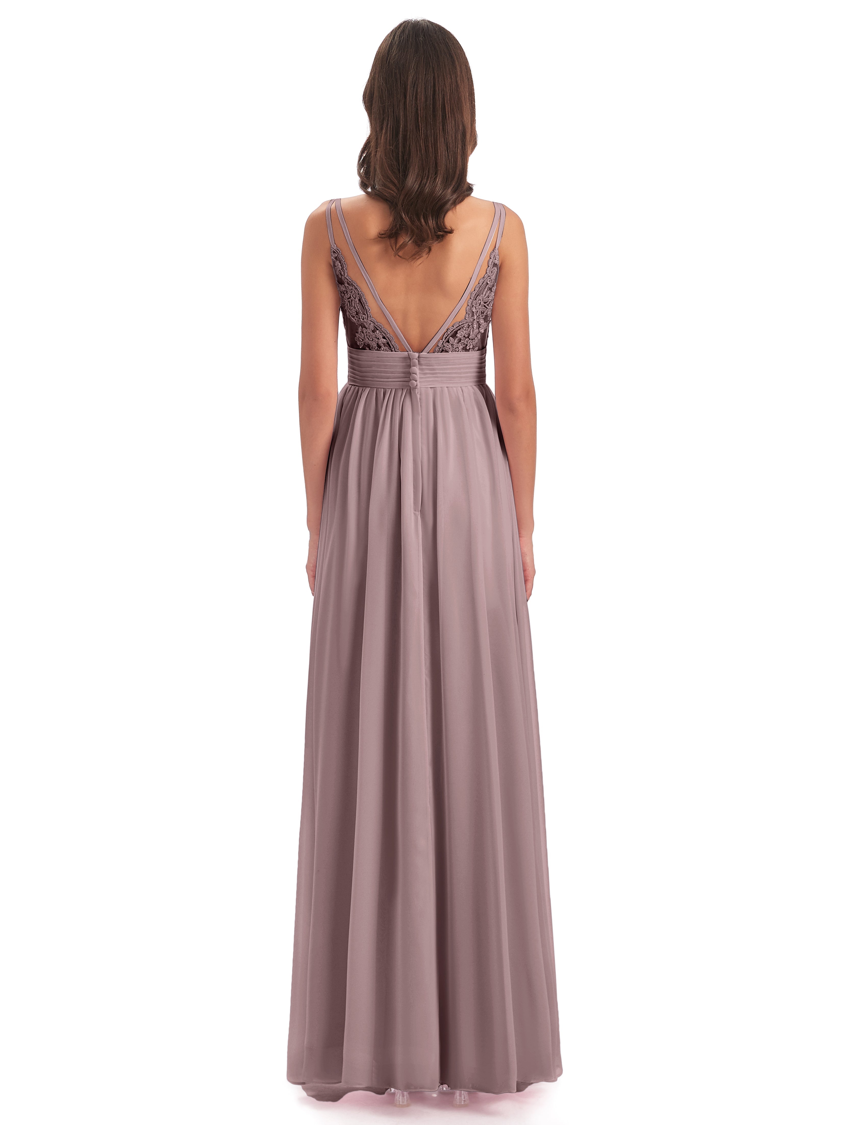 Robes De Demoiselle D'Honneur Vintage Mauve Bretelles Spaghetti Plis Dentelle Robes Demoiselle D'Honneur