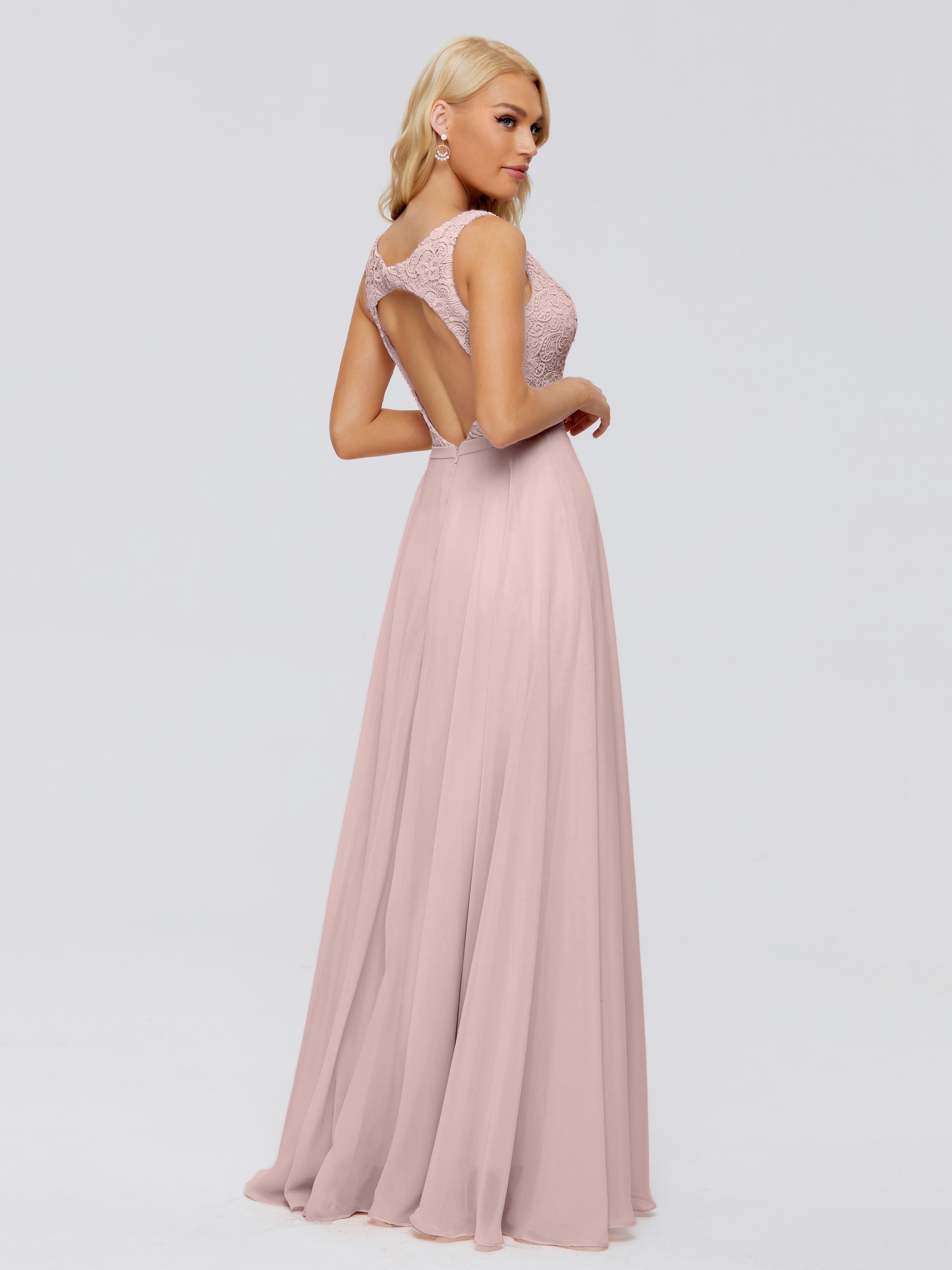 Toutes Les Robes De Demoiselle D'Honneur De Rose Poudrée Trapèze Col V Bretelle Mousseline Robes Demoiselle D'Honneur