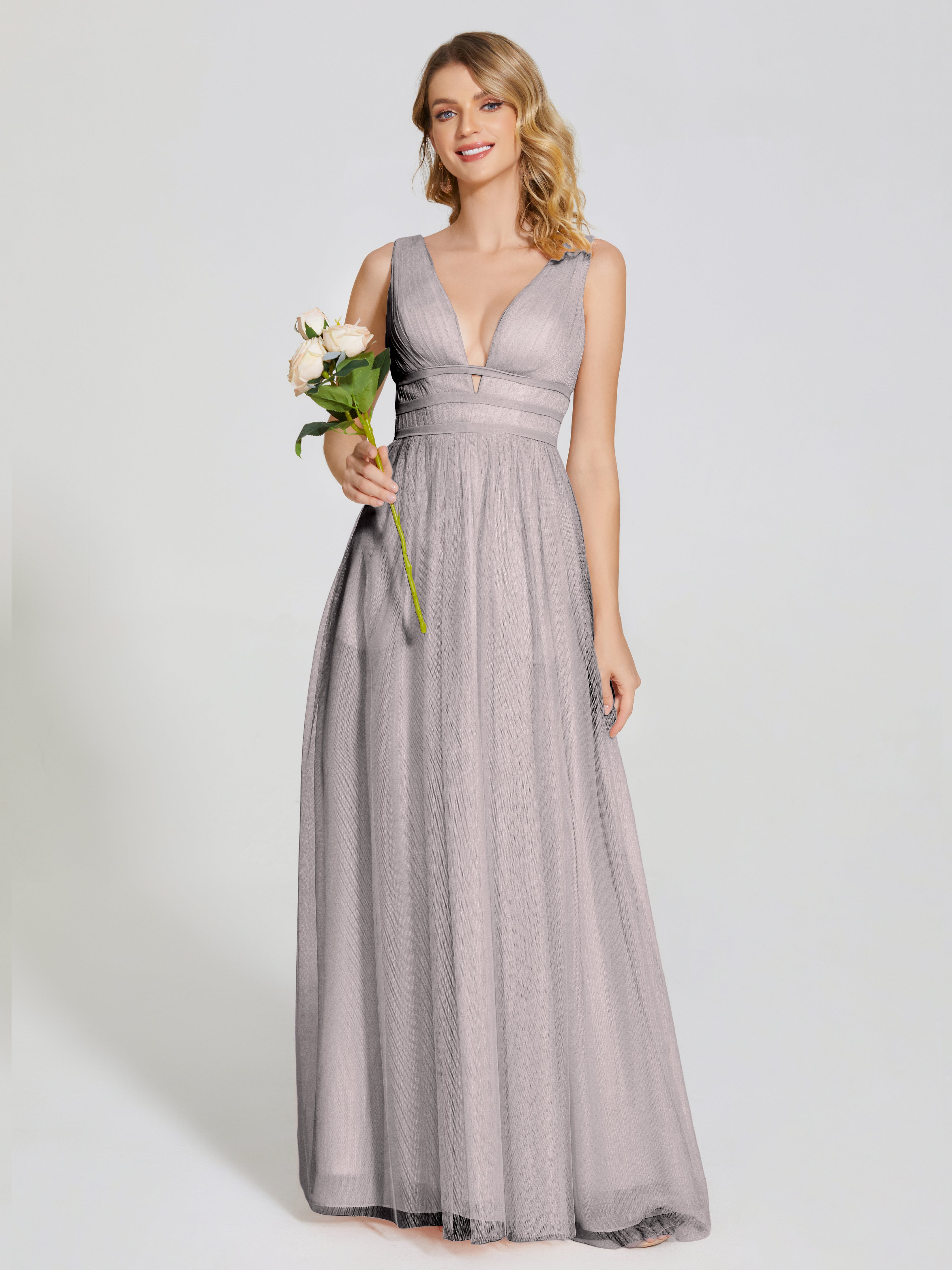 Robe Argentée Demoiselle D Honneur Bretelles Dos Nu Sexy Tulle Robe De Demoiselle D'Honneur