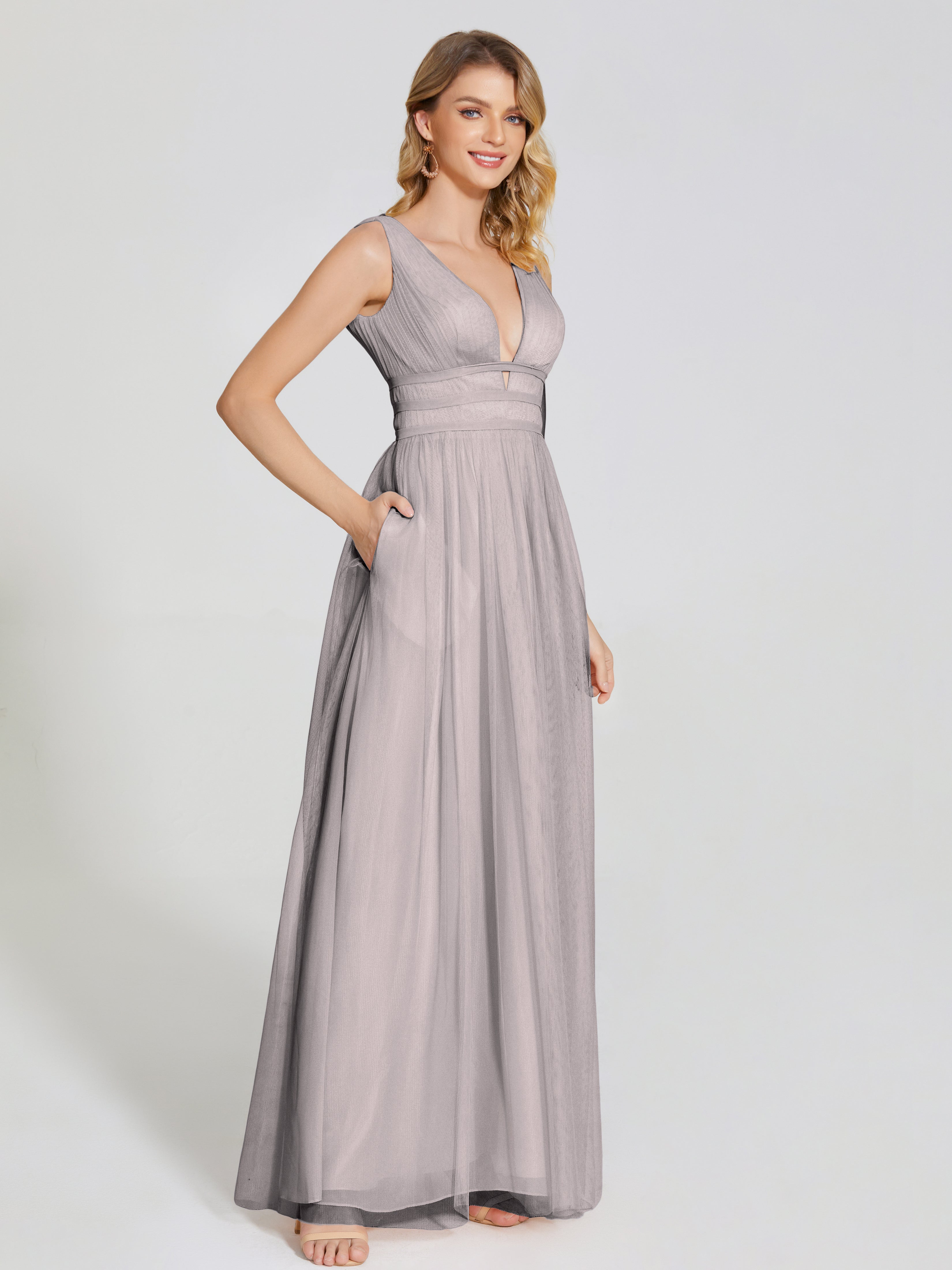 Robe Argentée Demoiselle D Honneur Bretelles Dos Nu Sexy Tulle Robe De Demoiselle D'Honneur