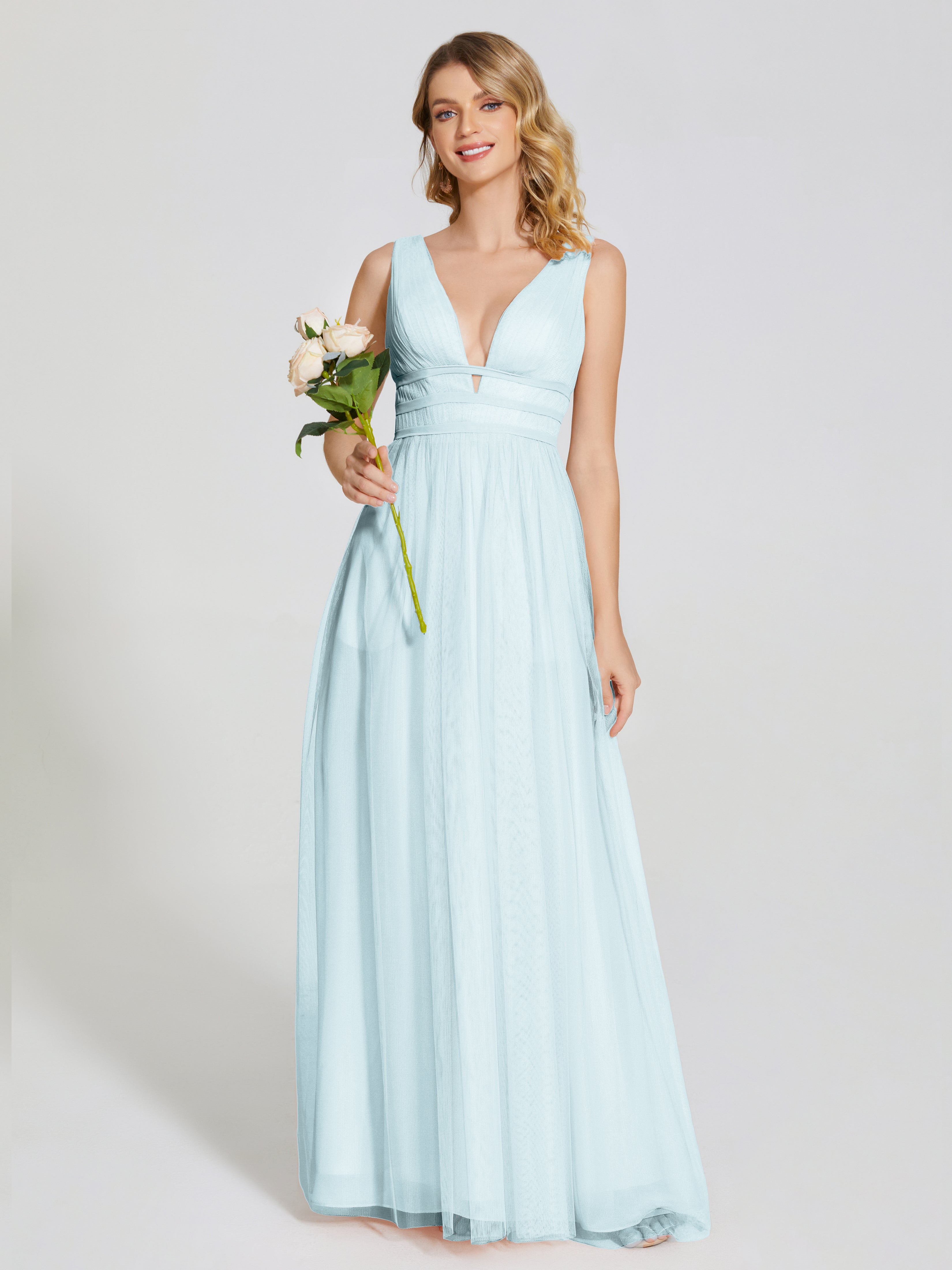 Robe De Demoiselle D'Honneur Brume Bretelles Dos Nu Sexy Tulle Robe De Demoiselle D'Honneur