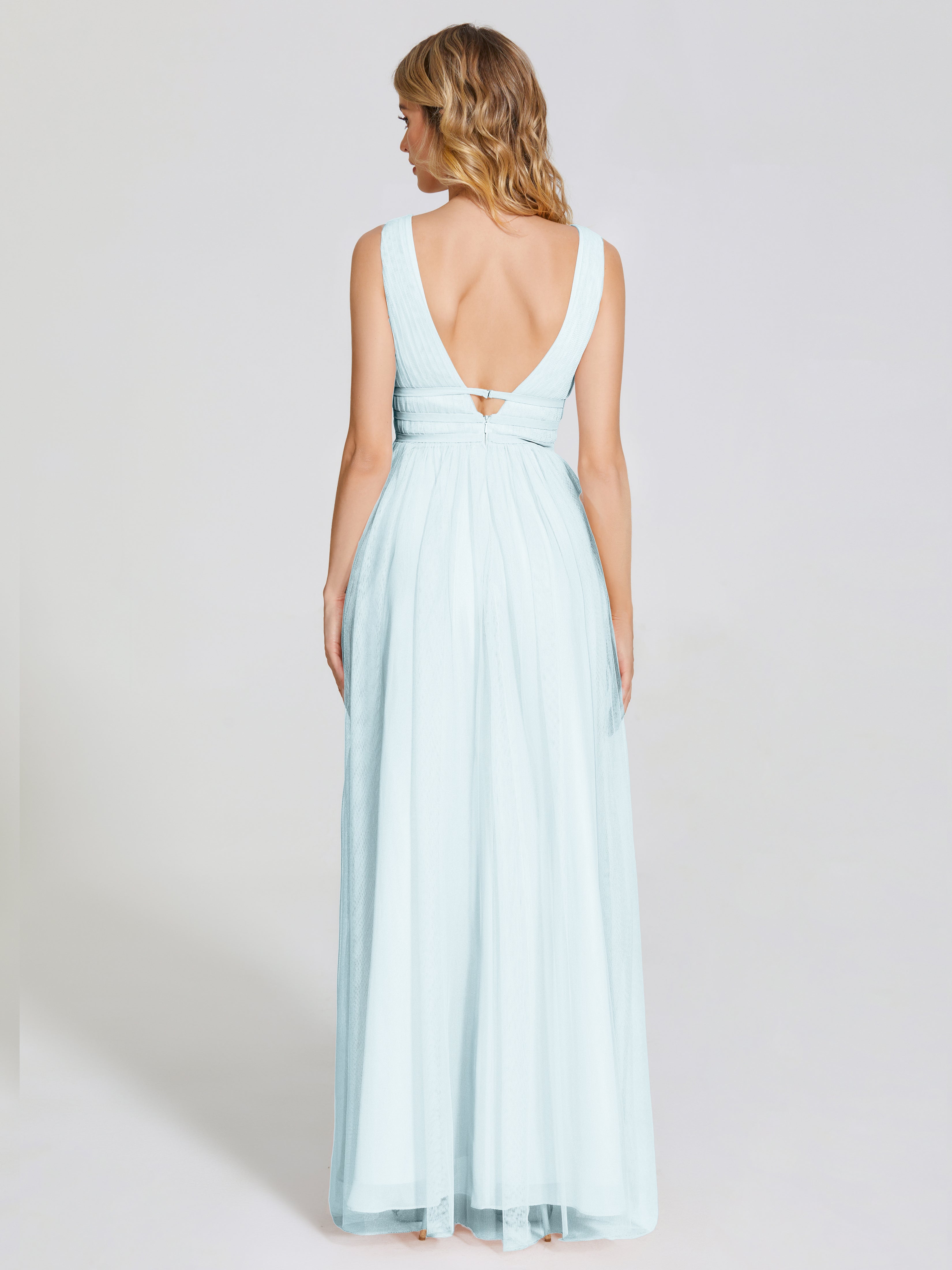 Robe De Demoiselle D'Honneur Brume Bretelles Dos Nu Sexy Tulle Robe De Demoiselle D'Honneur