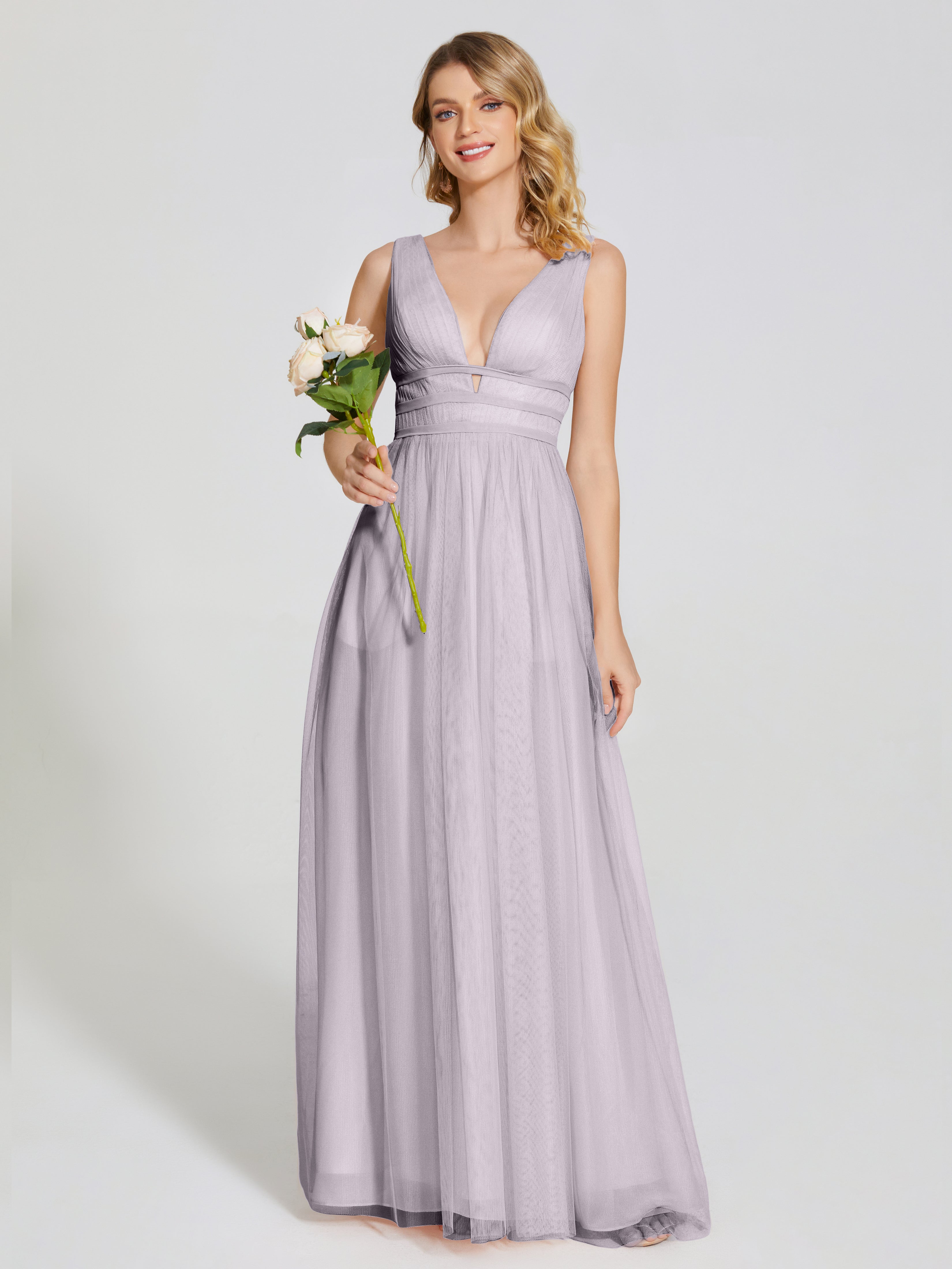 Robes De Demoiselle D'Honneur Couleur Crépuscule Bretelles Dos Nu Sexy Tulle Robe De Demoiselle D'Honneur