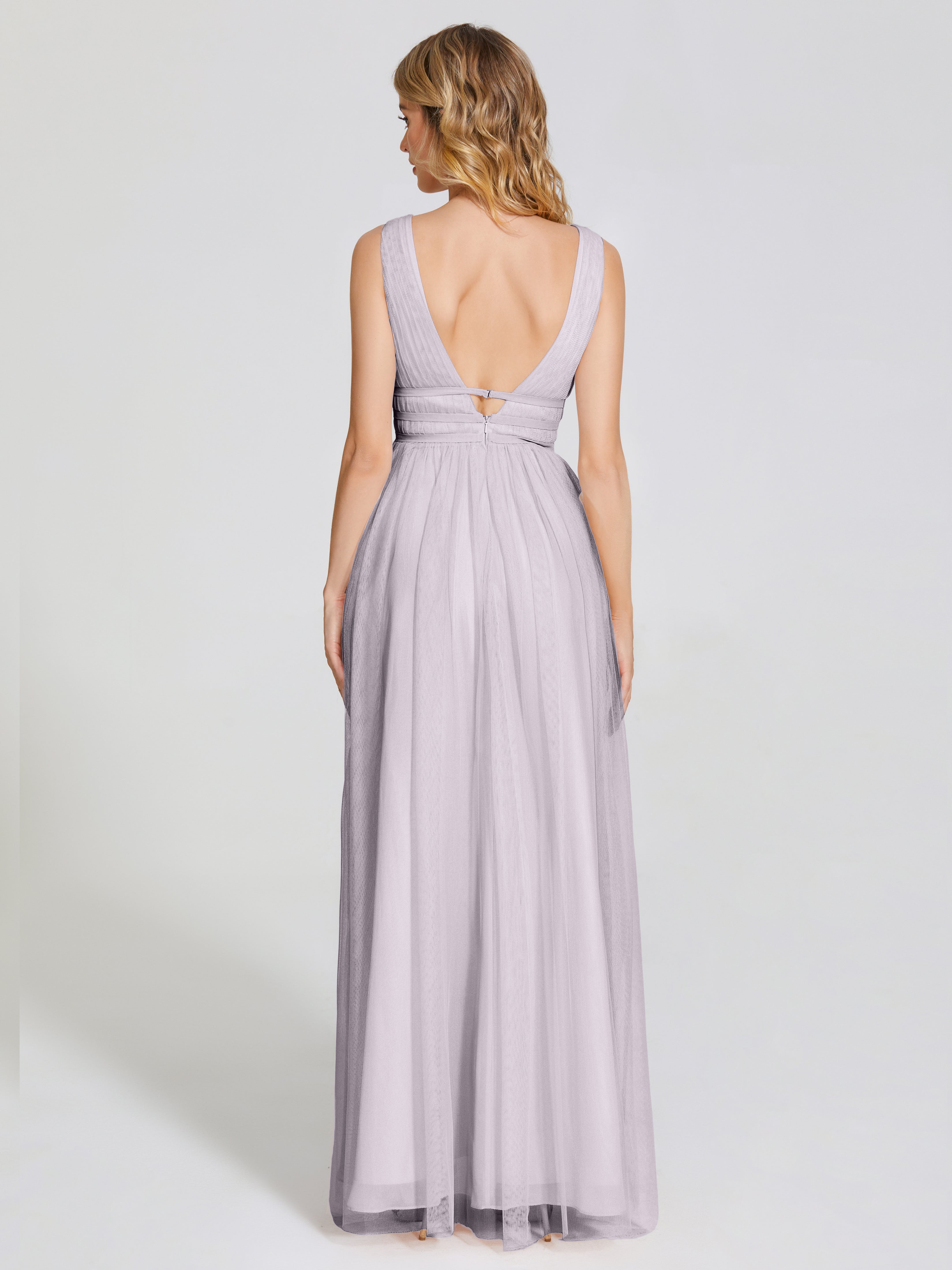 Robes De Demoiselle D'Honneur Couleur Crépuscule Bretelles Dos Nu Sexy Tulle Robe De Demoiselle D'Honneur