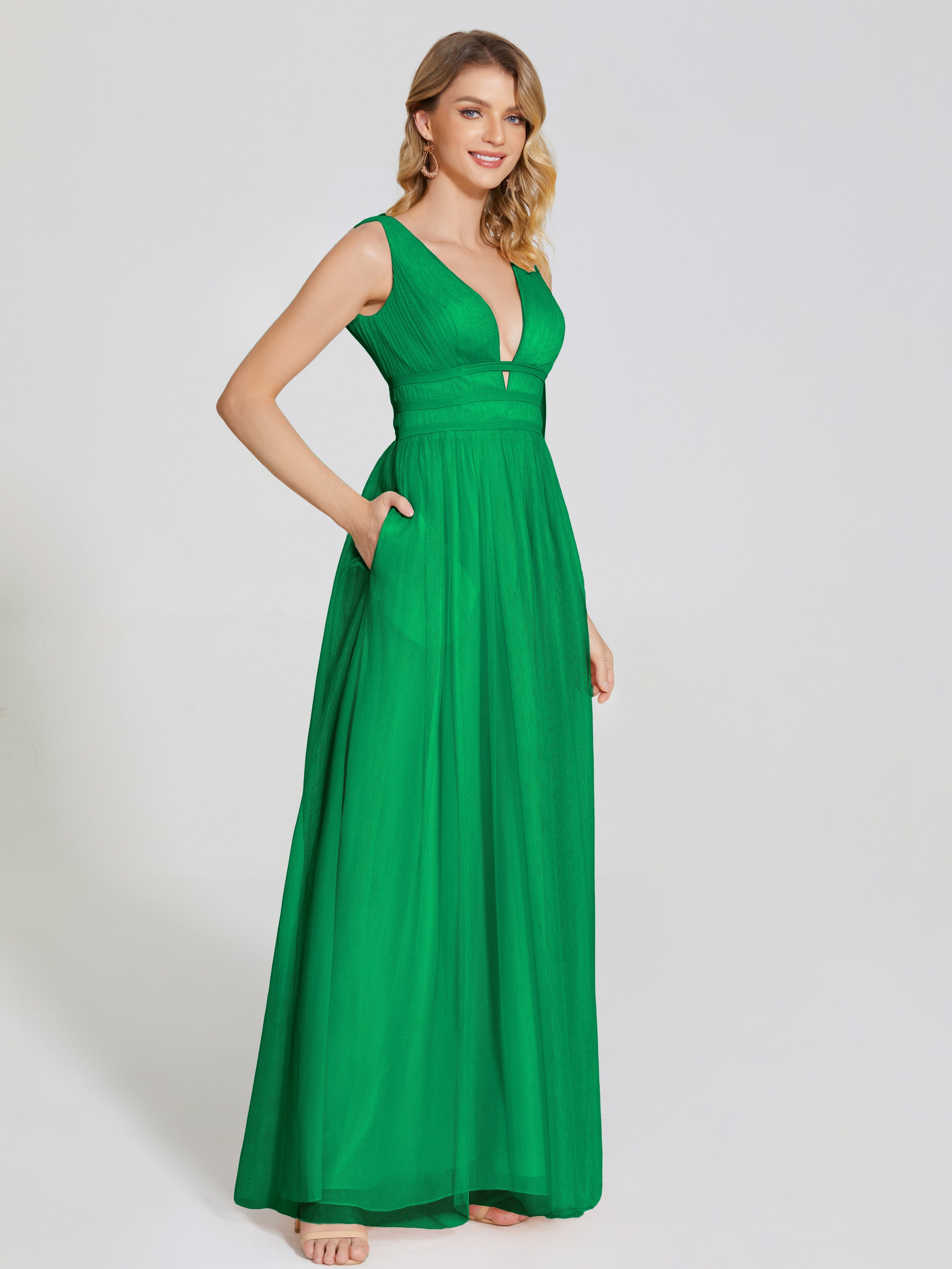 Wedding Party Robe Vert Emeraude Demoiselle D Honneur Bretelles Dos Nu Sexy Tulle Robe De Demoiselle D'Honneur