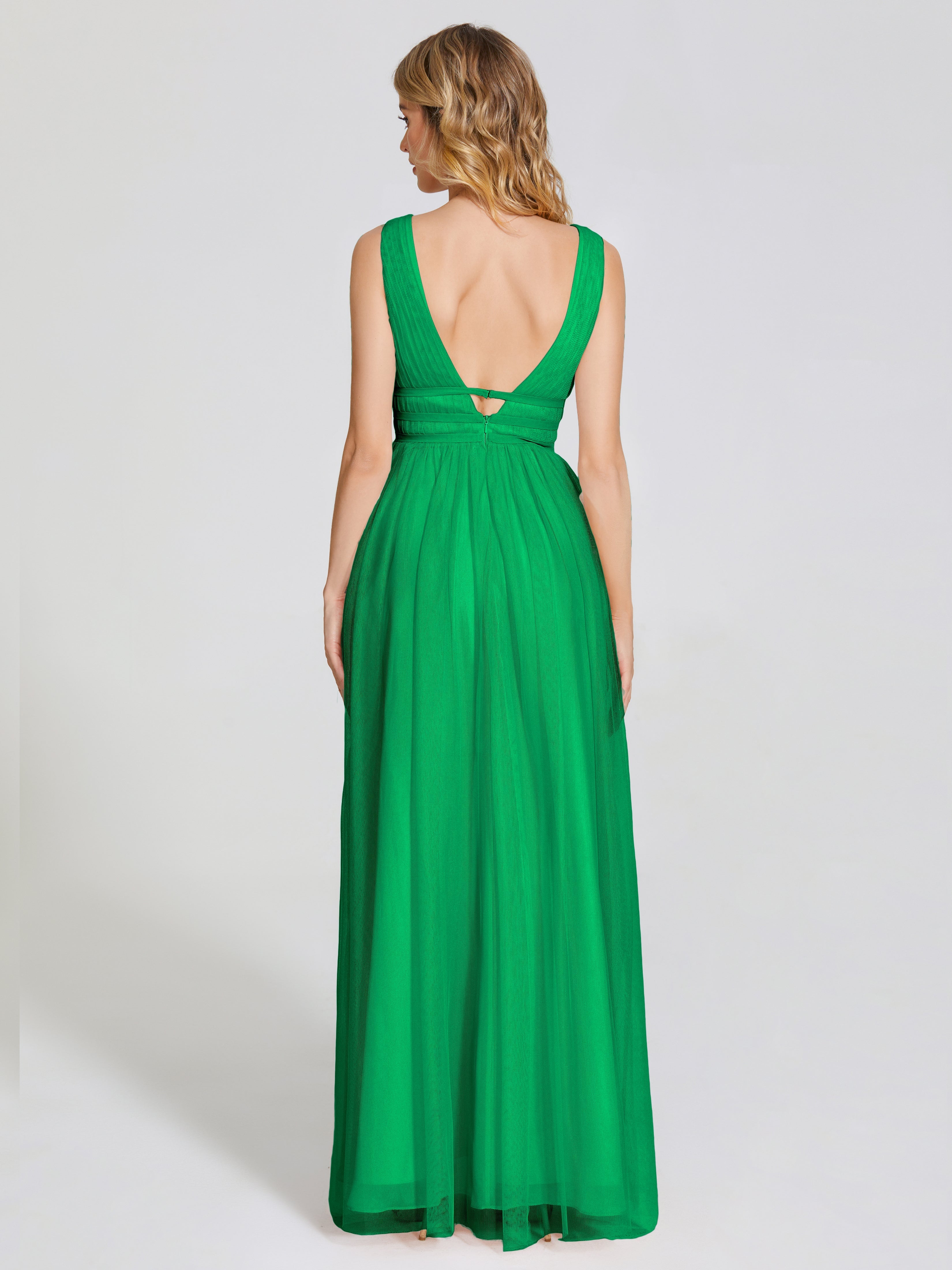Wedding Party Robe Vert Emeraude Demoiselle D Honneur Bretelles Dos Nu Sexy Tulle Robe De Demoiselle D'Honneur