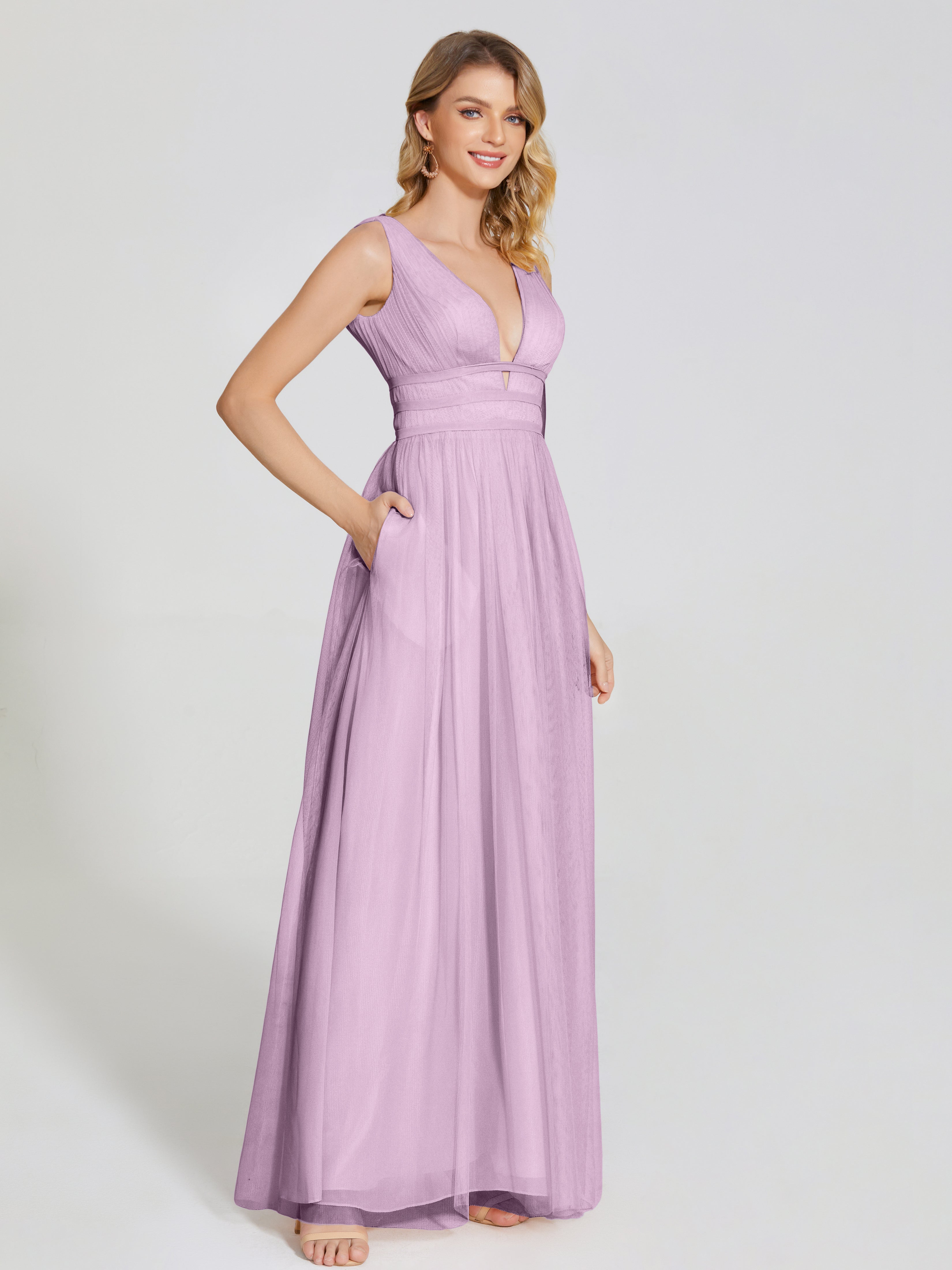 Robes De Demoiselle D'Honneur Glycine Bretelles Dos Nu Sexy Tulle Robe De Demoiselle D'Honneur