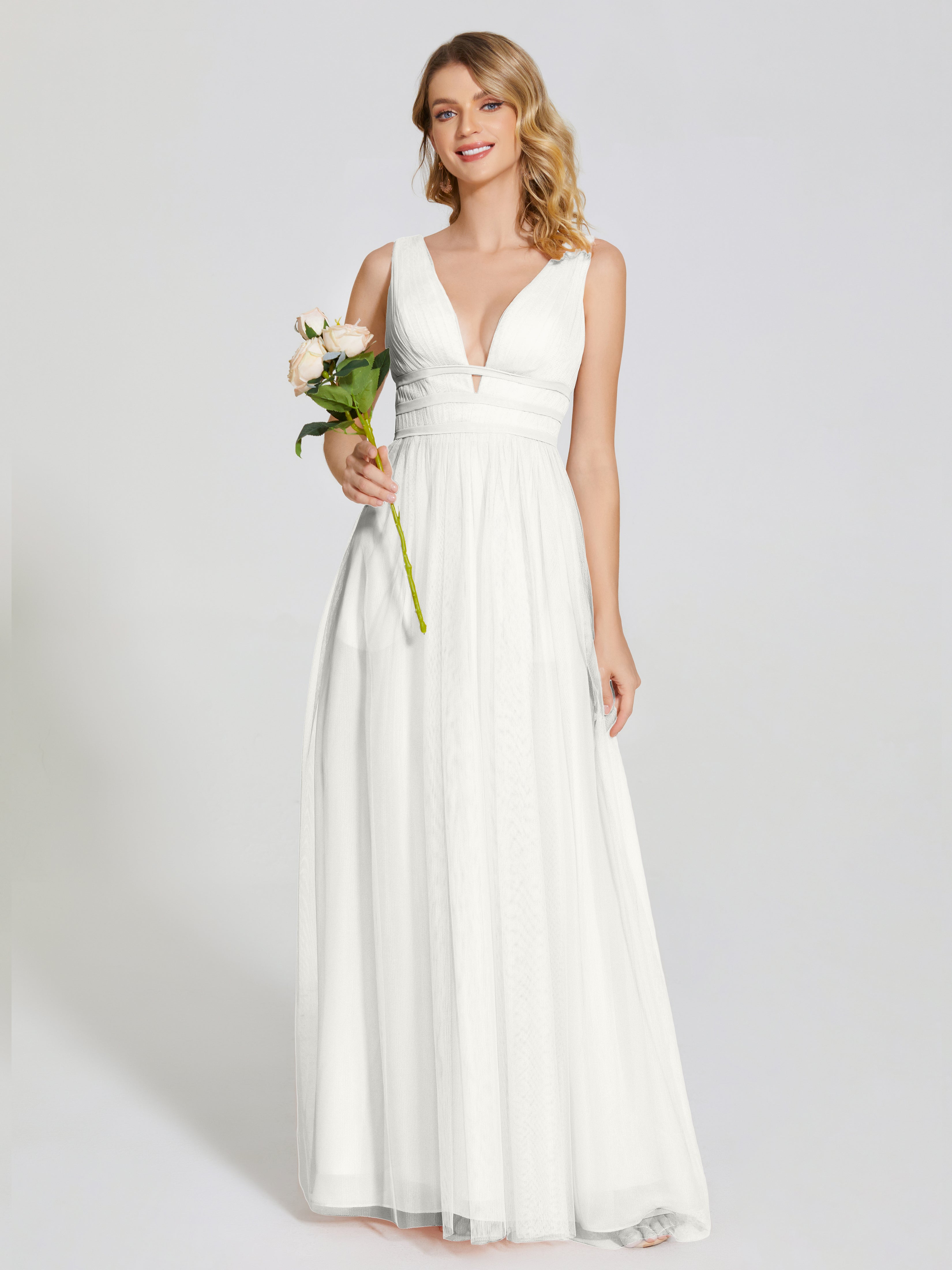 Robe De Demoiselle D Honneur Ivoire Bretelles Dos Nu Sexy Tulle Robe De Demoiselle D'Honneur