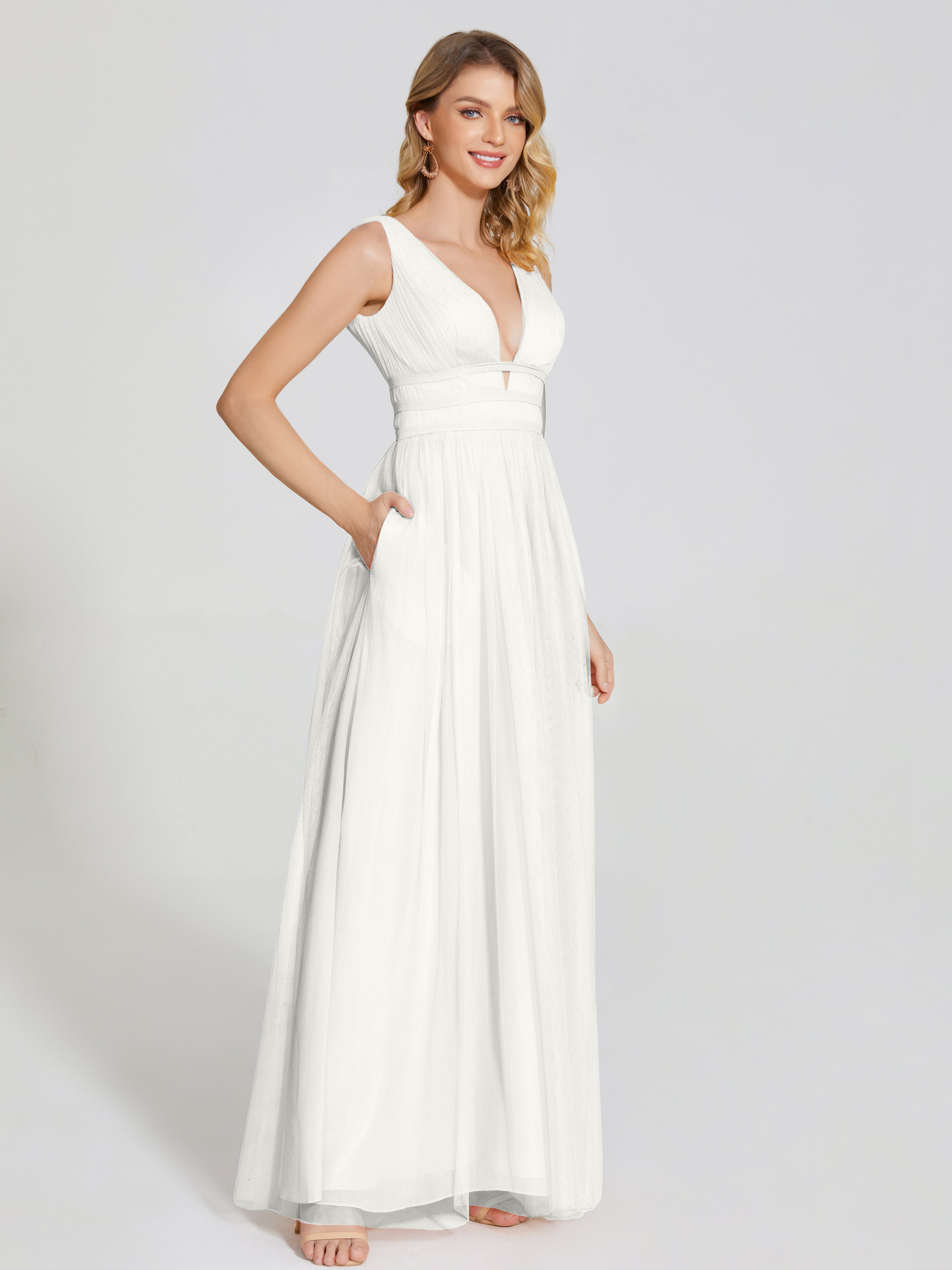 Robe De Demoiselle D Honneur Ivoire Bretelles Dos Nu Sexy Tulle Robe De Demoiselle D'Honneur