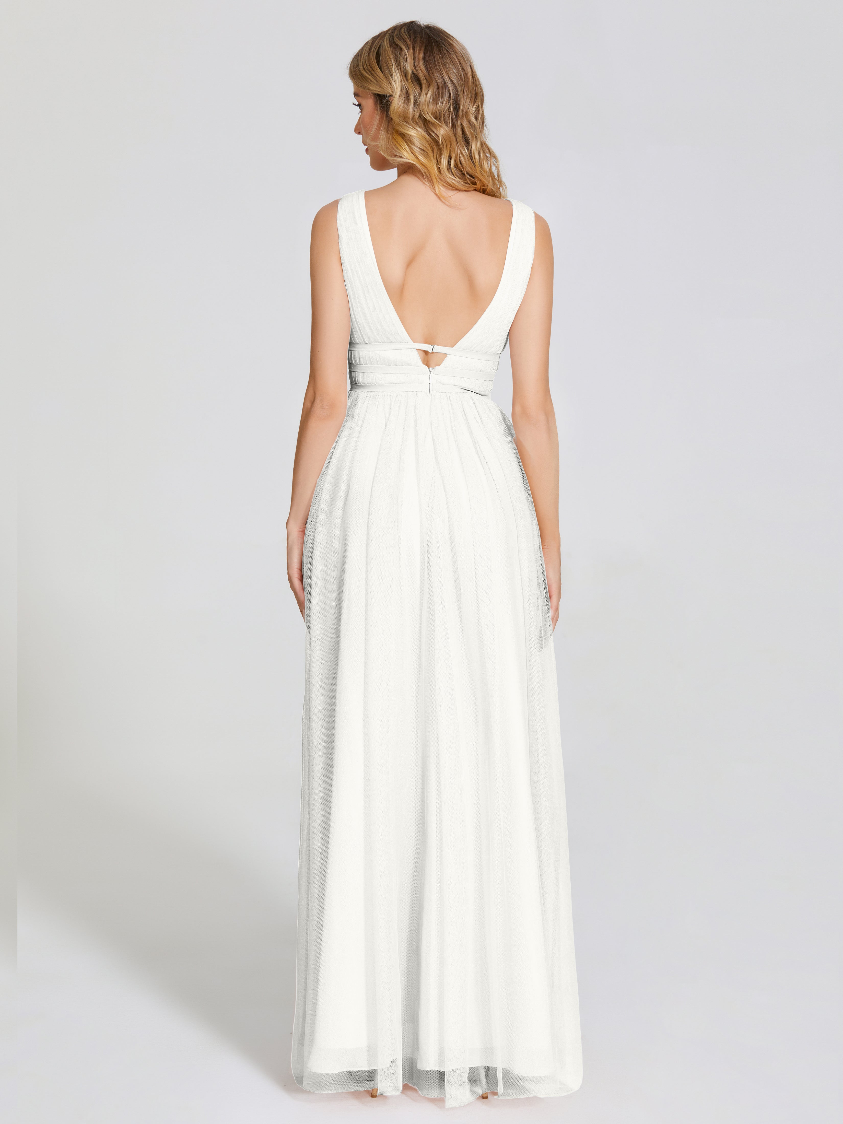 Robe De Demoiselle D Honneur Ivoire Bretelles Dos Nu Sexy Tulle Robe De Demoiselle D'Honneur