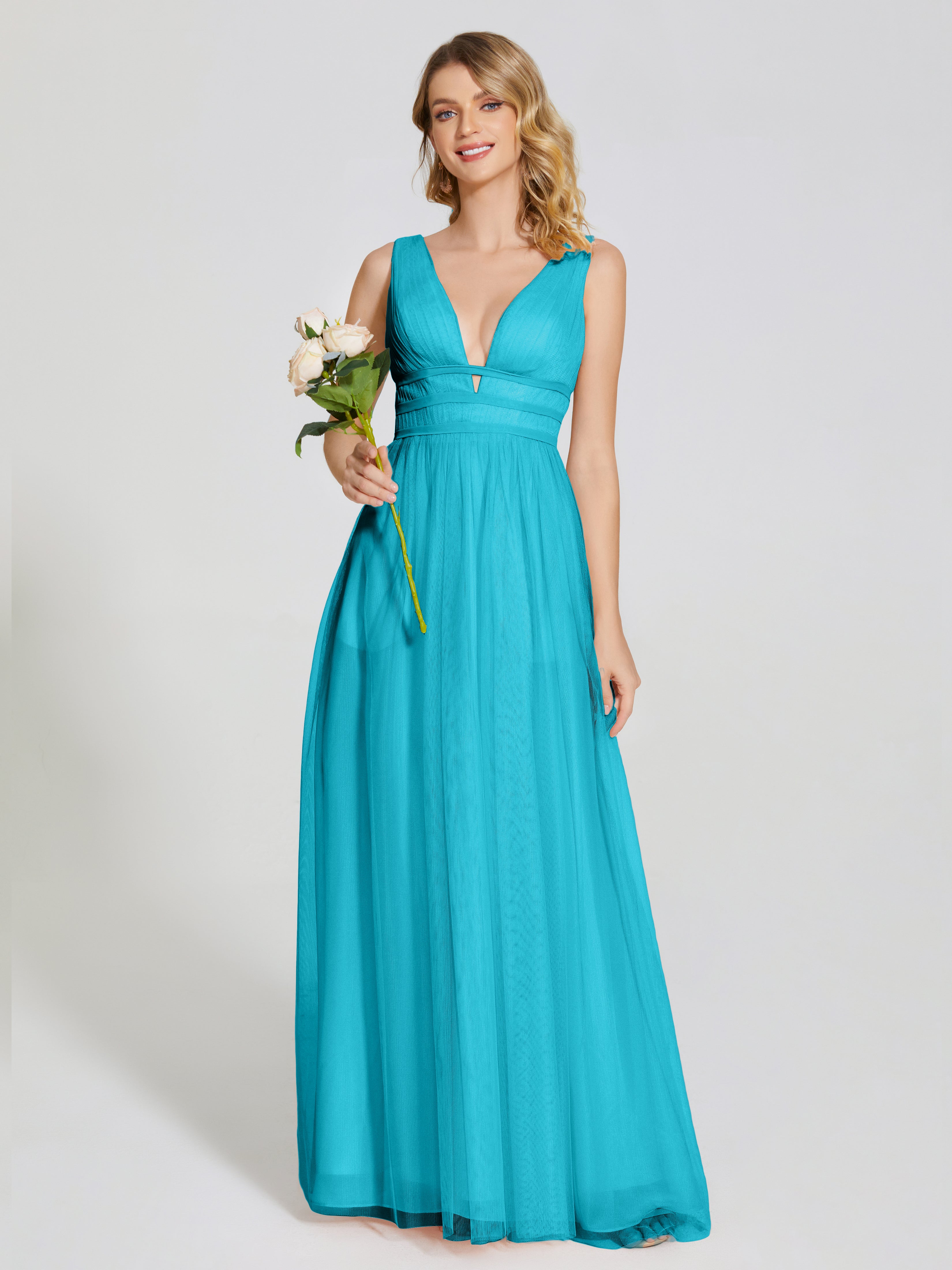 Robes De Demoiselle D'Honneur Vert Jade Bretelles Dos Nu Sexy Tulle Robe De Demoiselle D'Honneur