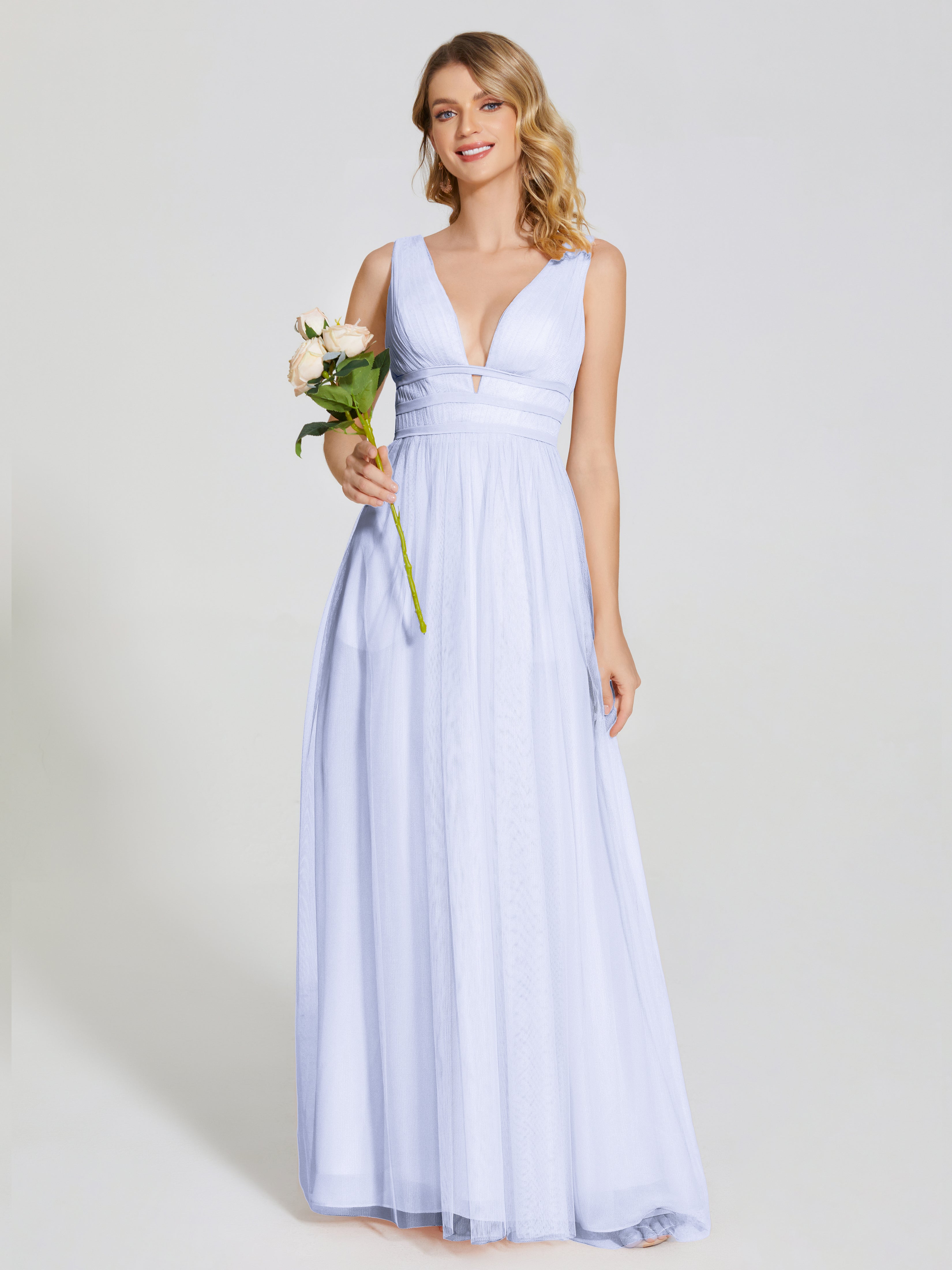 Robes De Demoiselle D'Honneur Lavande Bretelles Dos Nu Sexy Tulle Robe De Demoiselle D'Honneur
