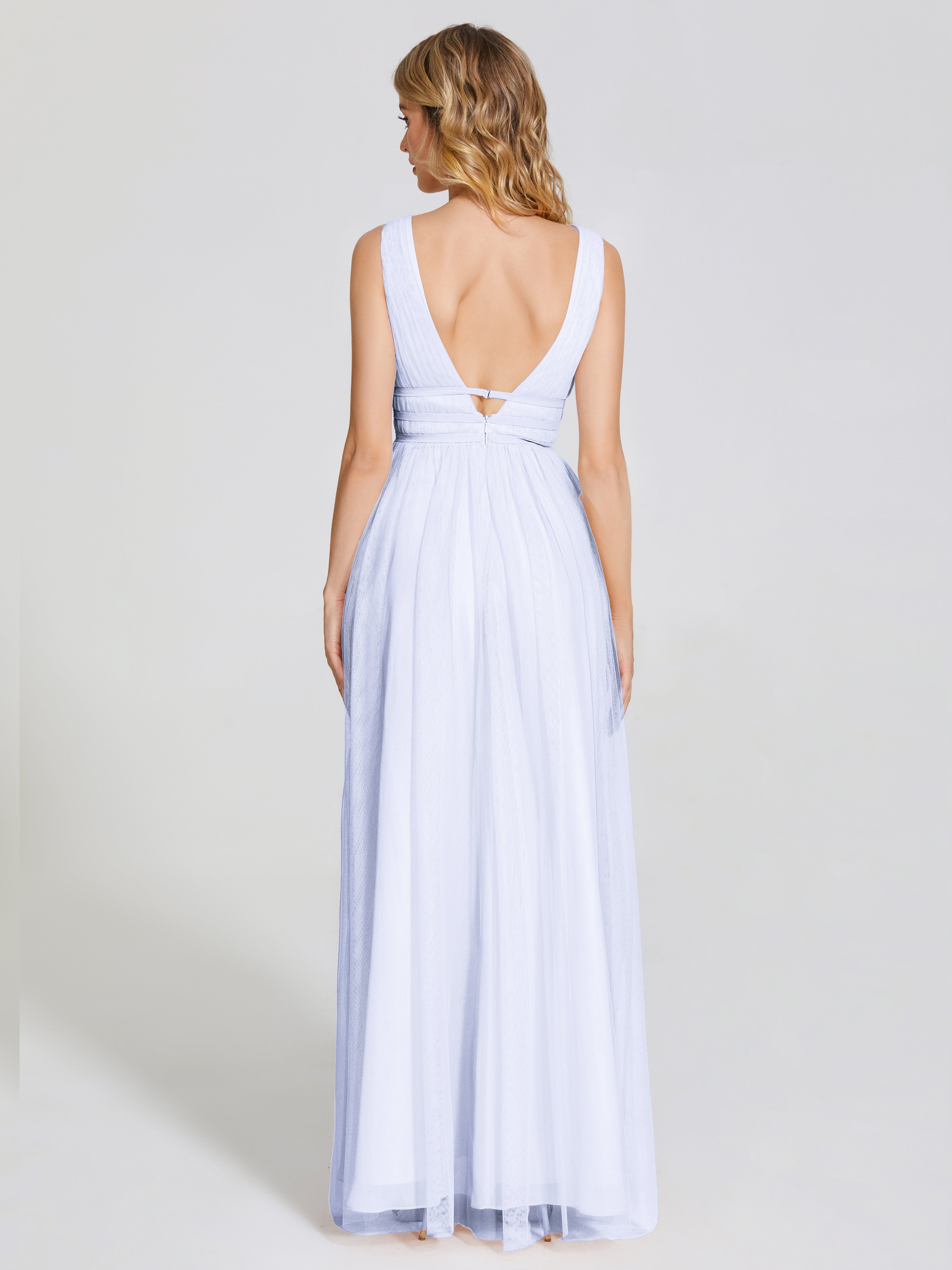 Robes De Demoiselle D'Honneur Lavande Bretelles Dos Nu Sexy Tulle Robe De Demoiselle D'Honneur