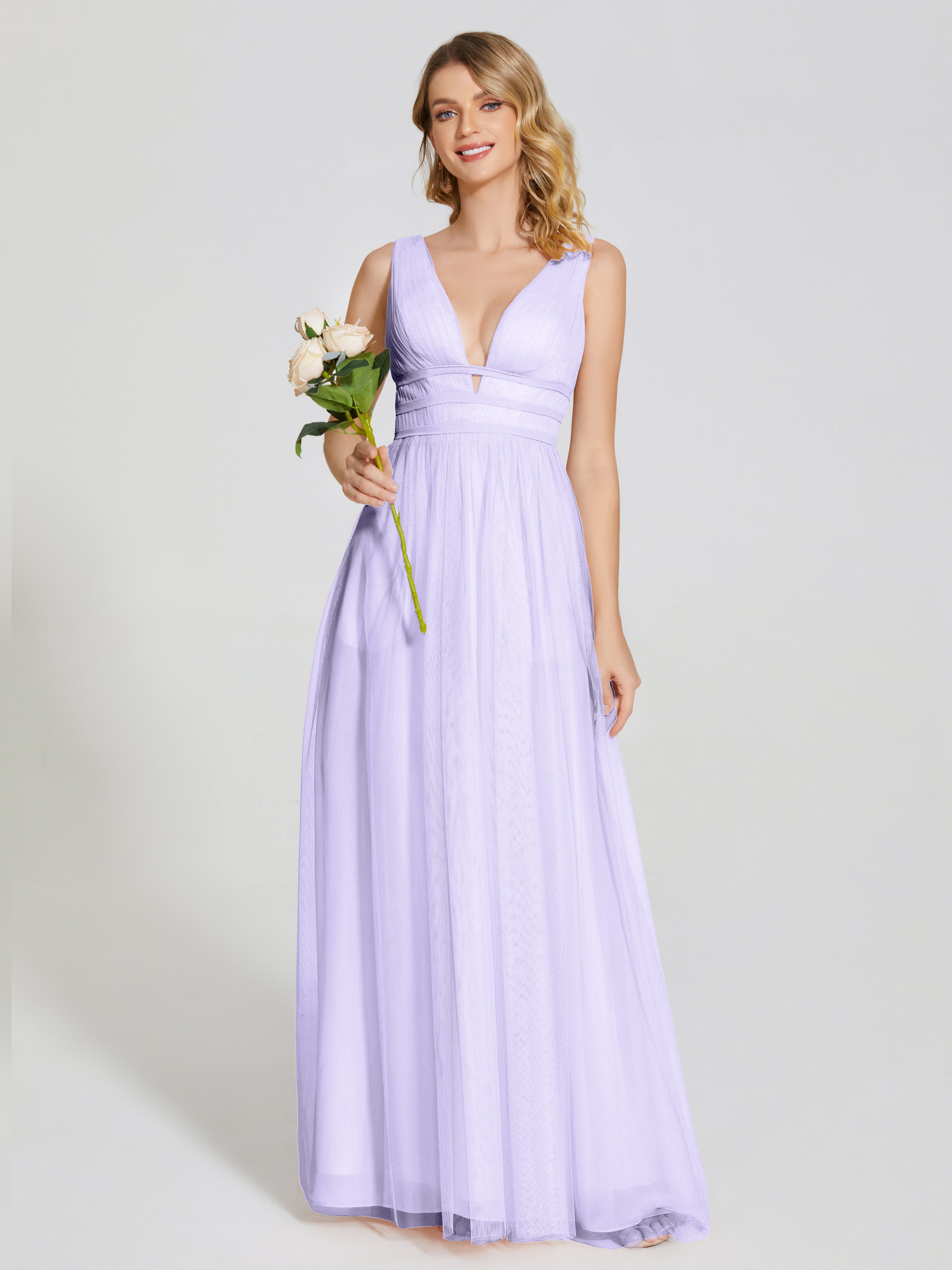 Robe Longue Lilas Demoiselle D Honneur Bretelles Dos Nu Sexy Tulle Robe De Demoiselle D'Honneur