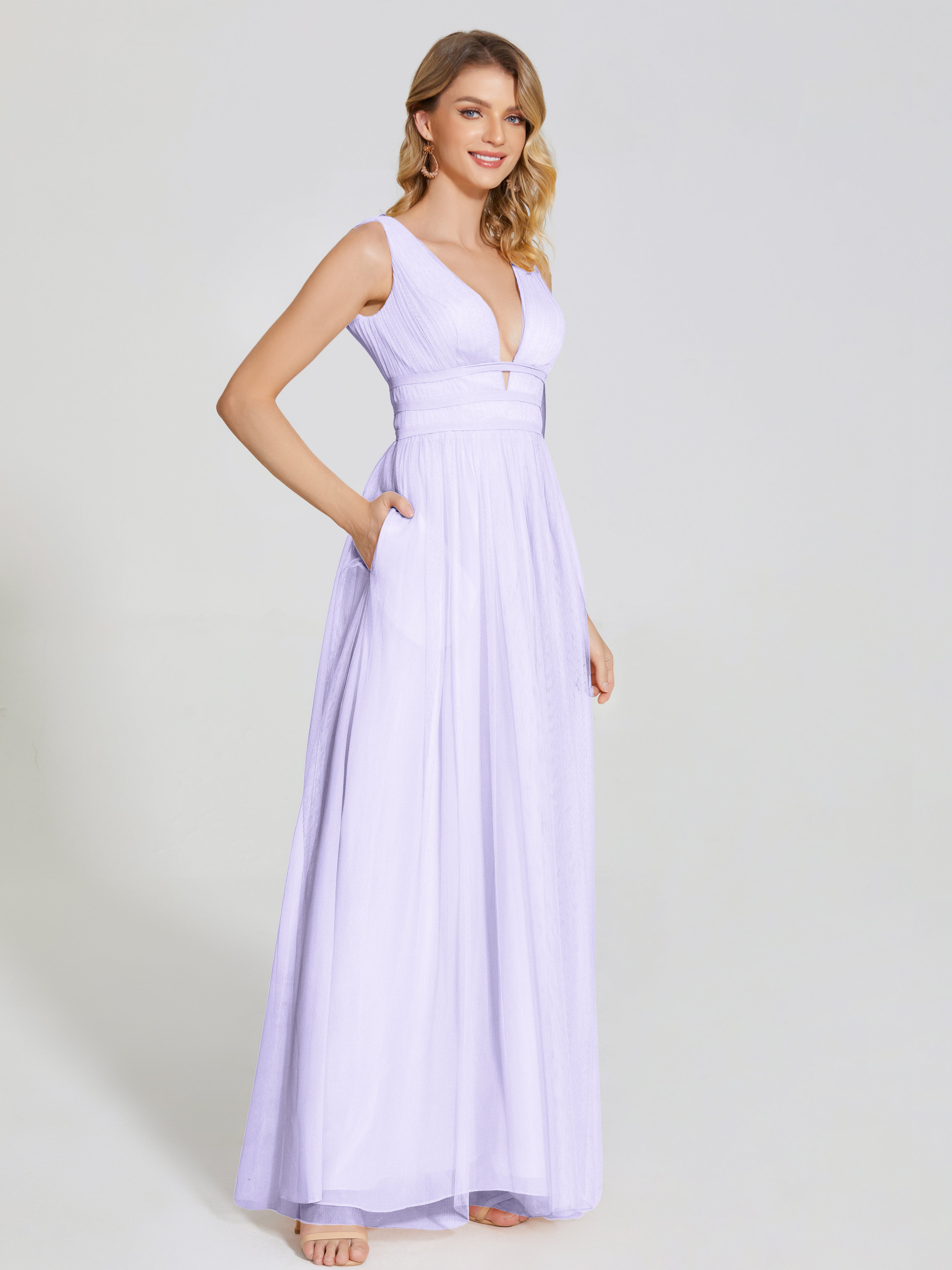 Robe Longue Lilas Demoiselle D Honneur Bretelles Dos Nu Sexy Tulle Robe De Demoiselle D'Honneur