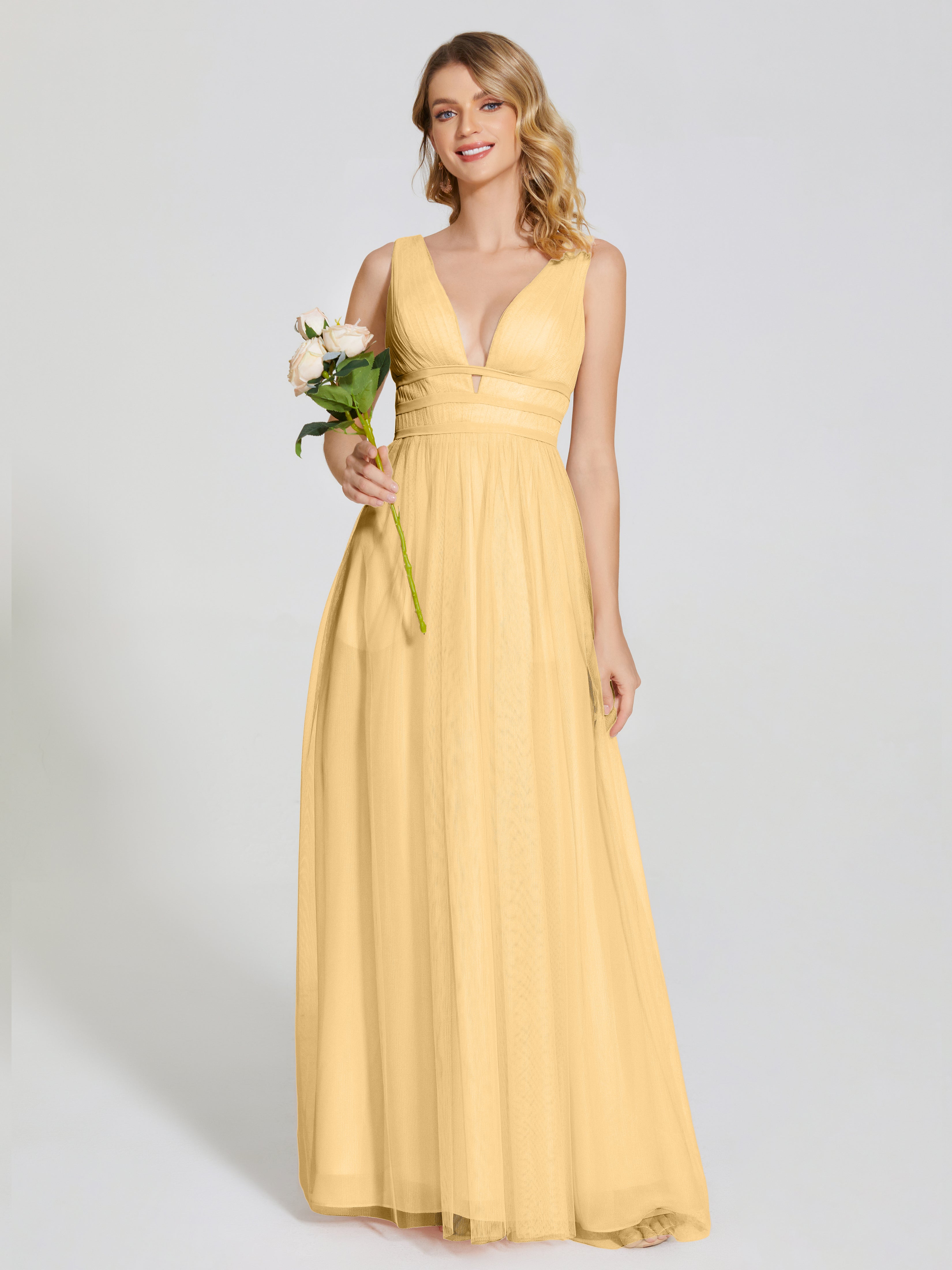 Robe De Demoiselle D Honneur Dorée Bretelles Dos Nu Sexy Tulle Robe De Demoiselle D'Honneur