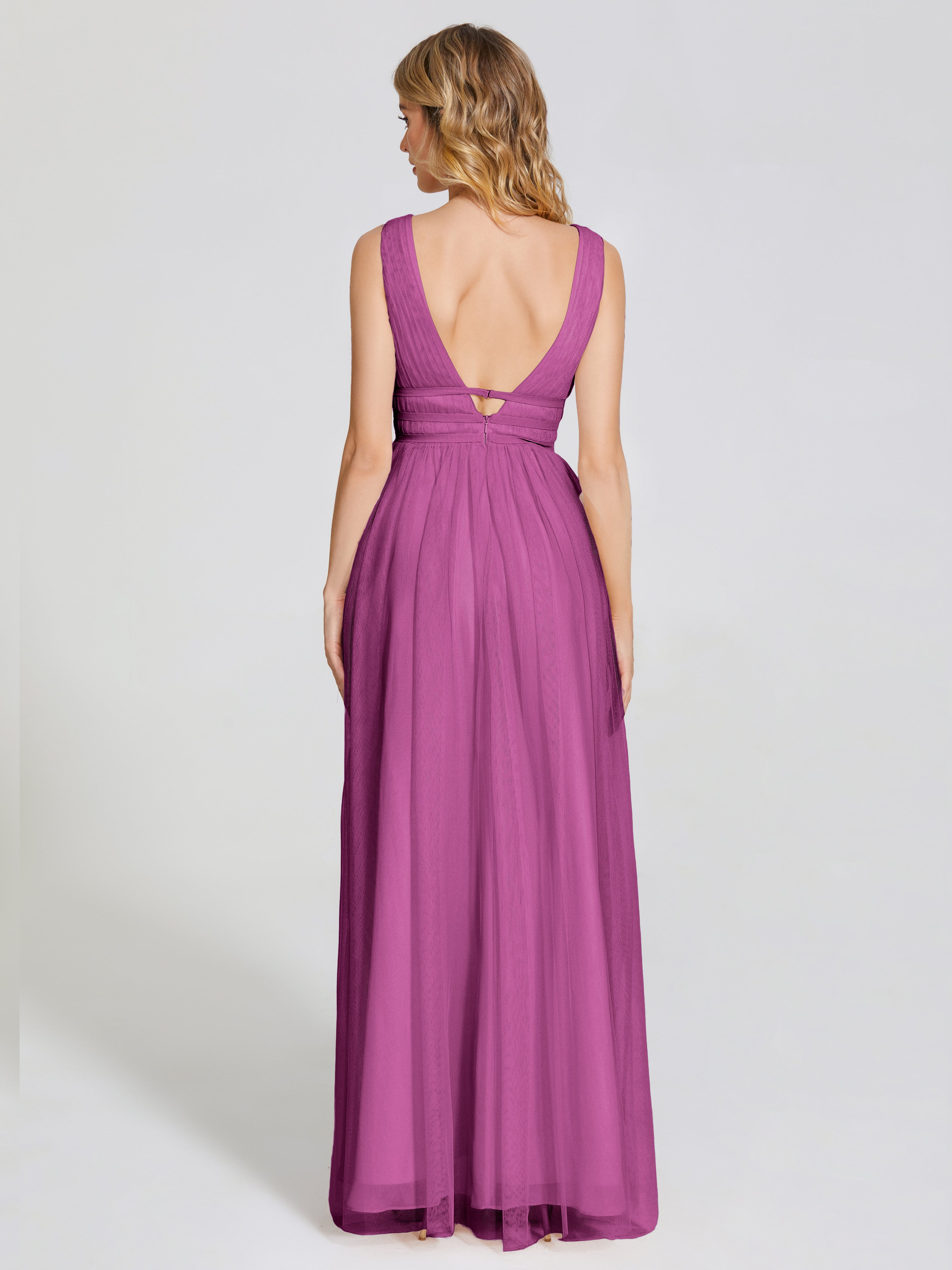 Robes De Demoiselle D'Honneur Orchidée Bretelles Dos Nu Sexy Tulle Robe De Demoiselle D'Honneur