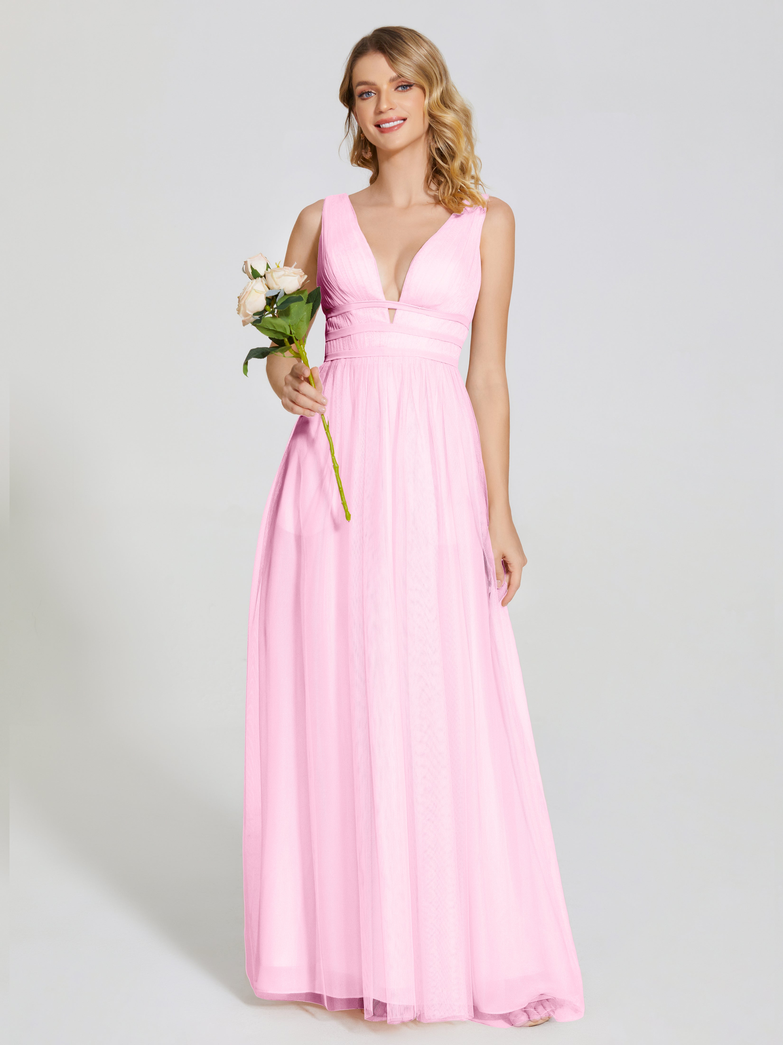Robe Demoiselle D Honneur Rose Bonbon Bretelles Dos Nu Sexy Tulle Robe De Demoiselle D'Honneur