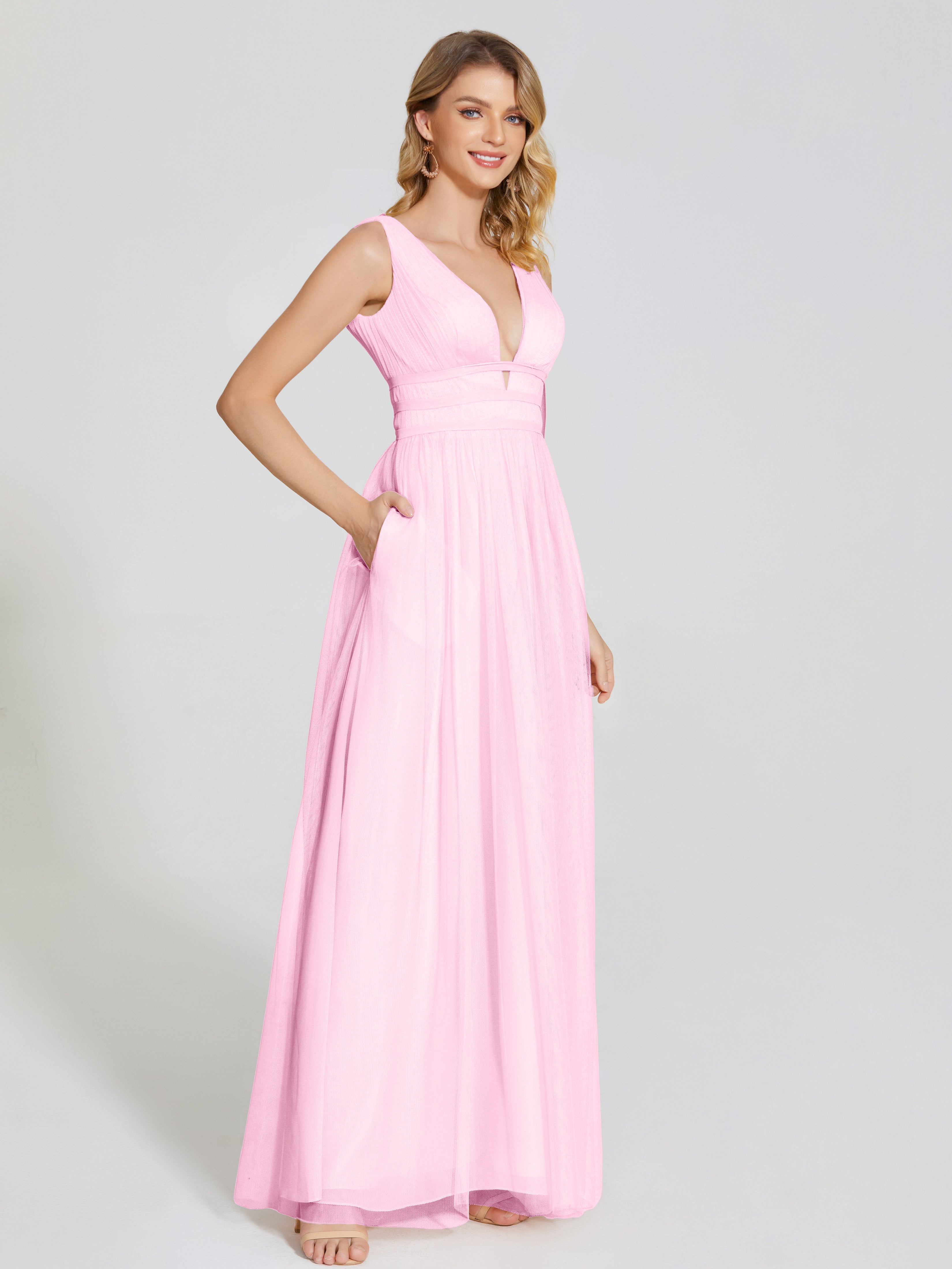 Robe Demoiselle D Honneur Rose Bonbon Bretelles Dos Nu Sexy Tulle Robe De Demoiselle D'Honneur